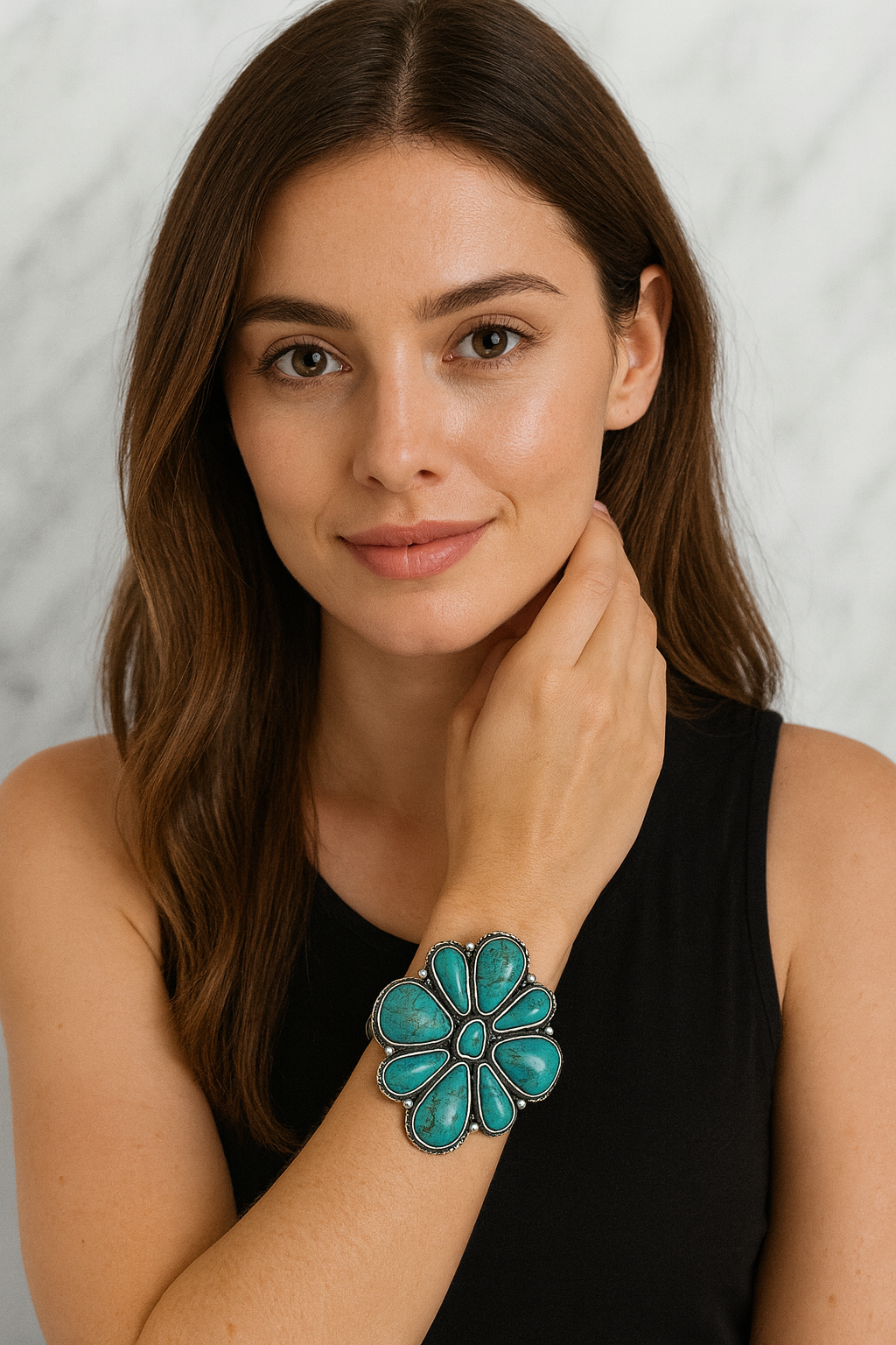 Big! 2.7" Long, Navajo Turquoise Split-Shank Brass Cuff Bracelet 710711