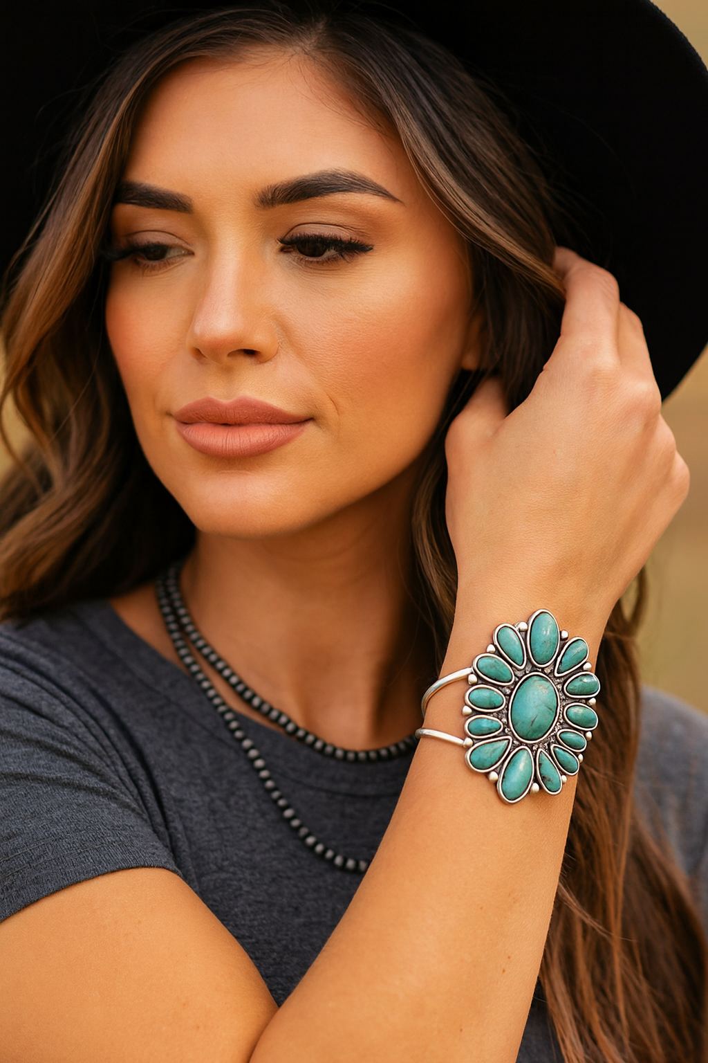 Natural Turquoise Cuff Bracelet(710903)