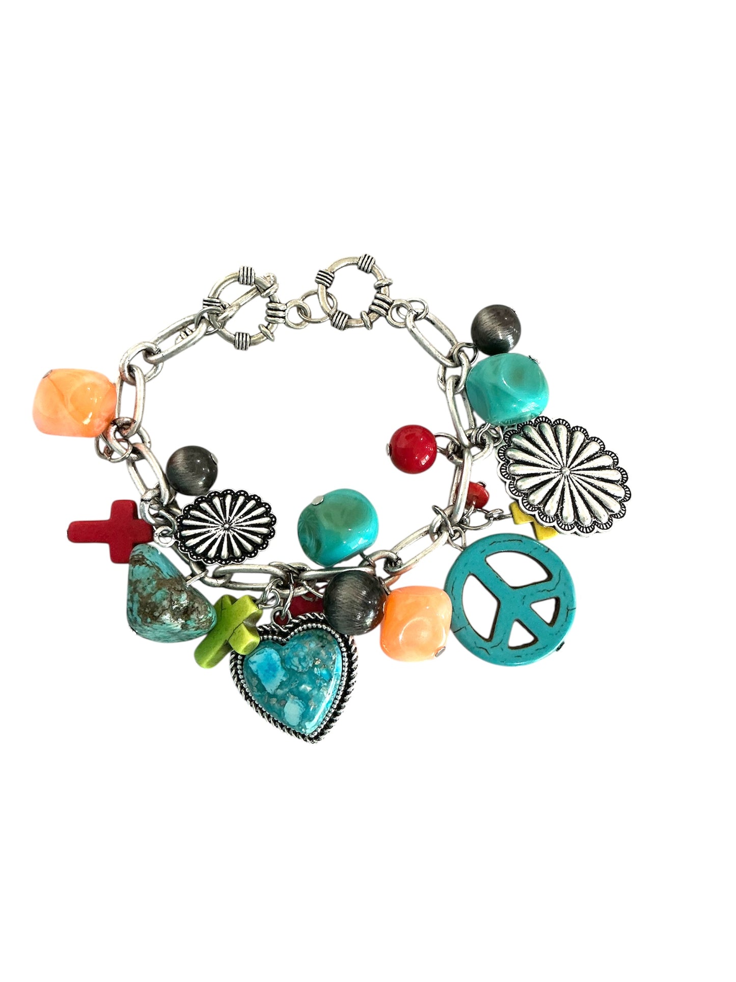 Handmade Western Adjustable Bracelet – Turquoise, Synthetic Turquoise, Navajo Pearls, 52g, Boho Style 711517