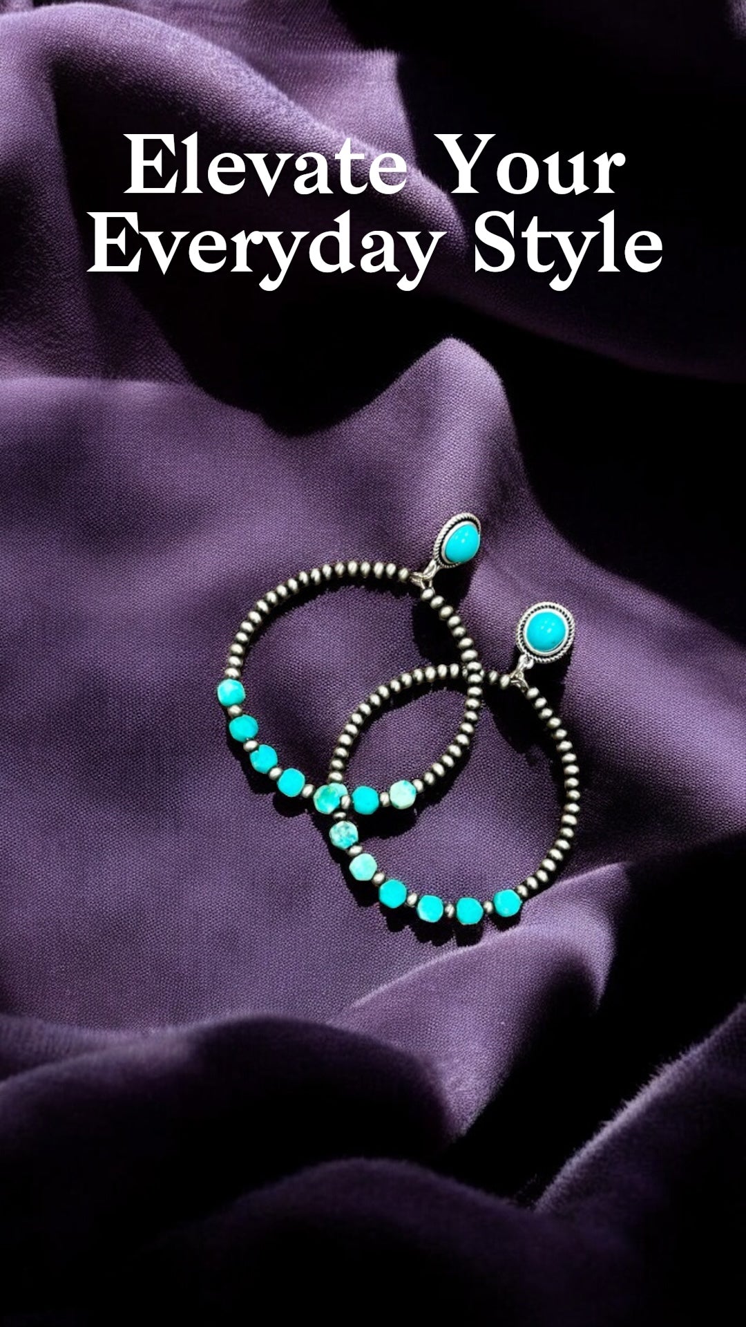 Handmade Hexa Gemstone Hoop Post Earrings(723855)