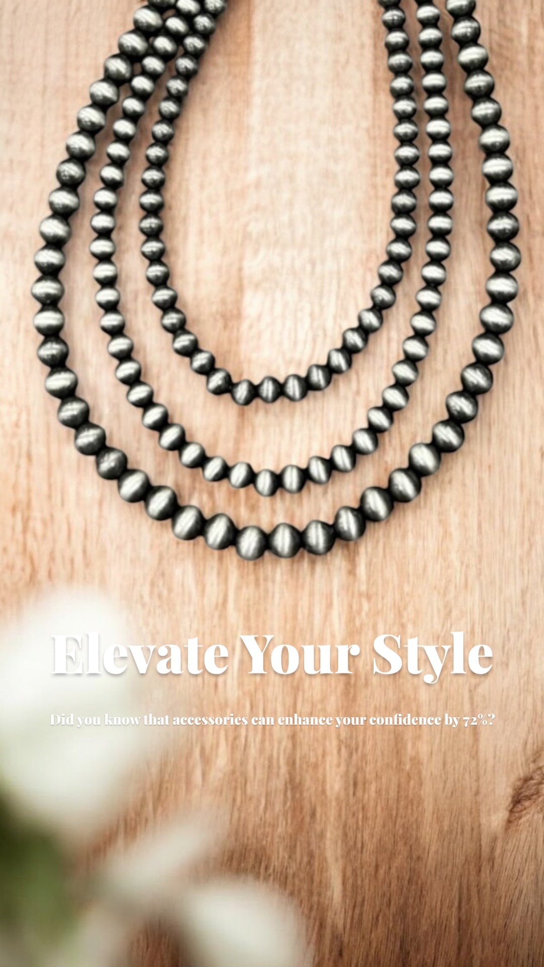 24"–29" Long, Handmade 3-Strand Navajo Bead Necklace and Earrings Set, Western Boho Cowgirl Jewelry, Silver Layered Bead Set 731104