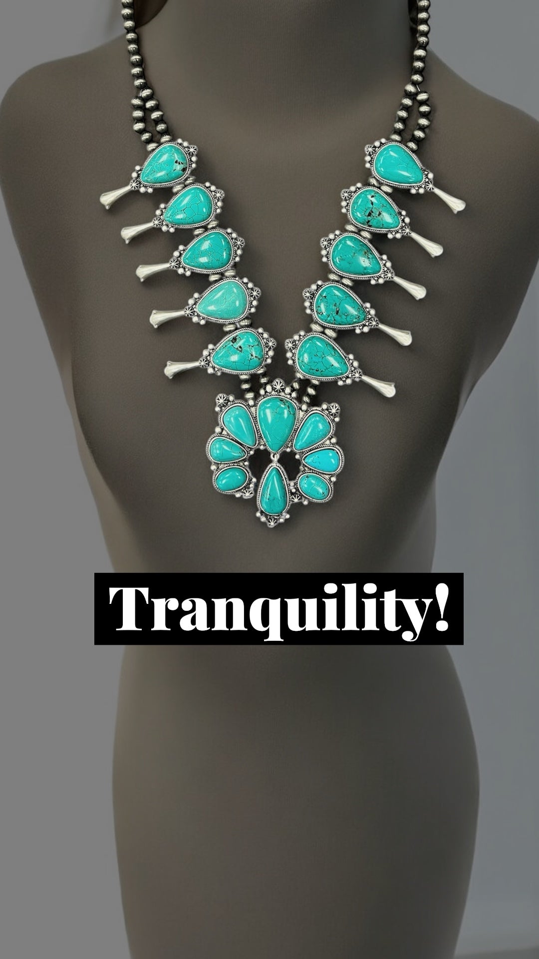Handmade Squash Blossom Turquoise Necklace 732540