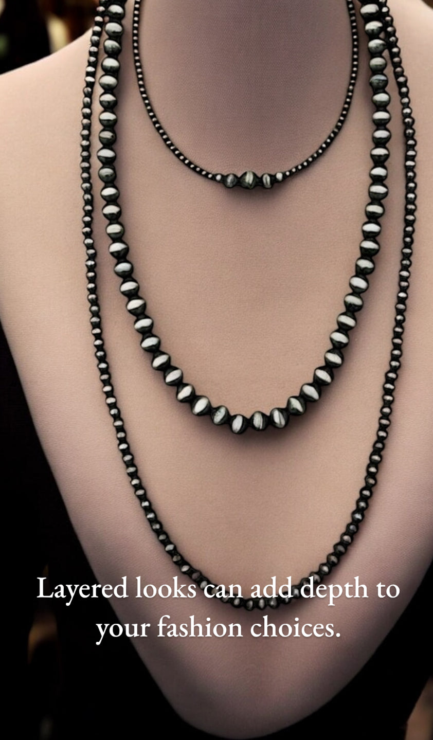 30" to 35" Extra-Long, Handmade 3-Strand Navajo Bead Necklace 735531