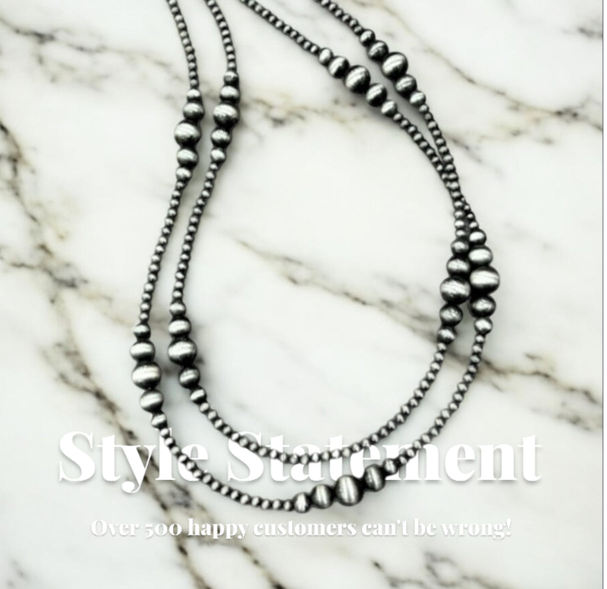 22" to 27" Long, Handmade 2-Strand Clustered Navajo Bead Necklace 736907