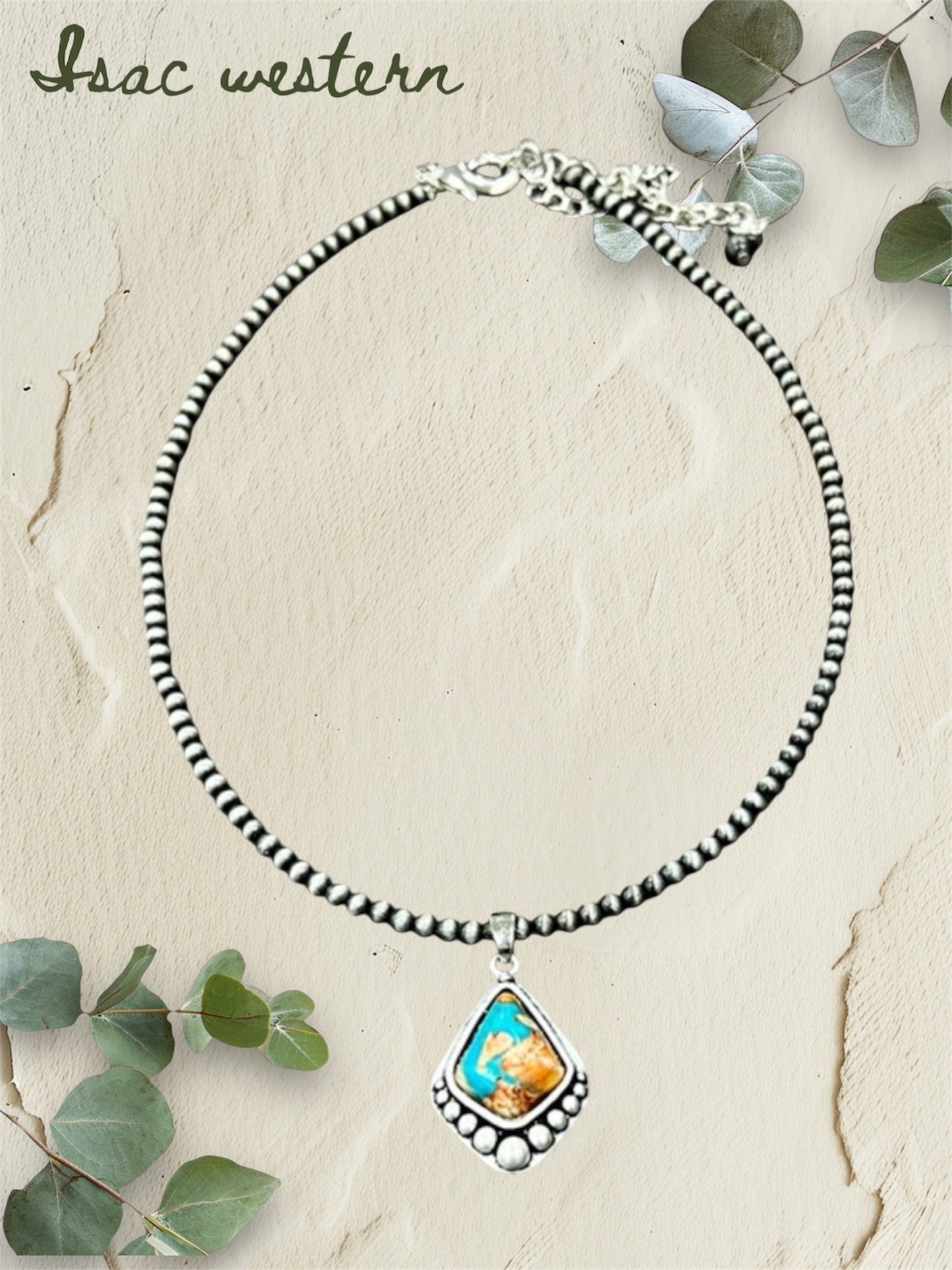 15" to 20" Long, Tiny 4mm Navajo Bead Necklace with 1.2" Navajo Gemstone Pendant – Handmade, Lightweight, Western Jewelry 737422