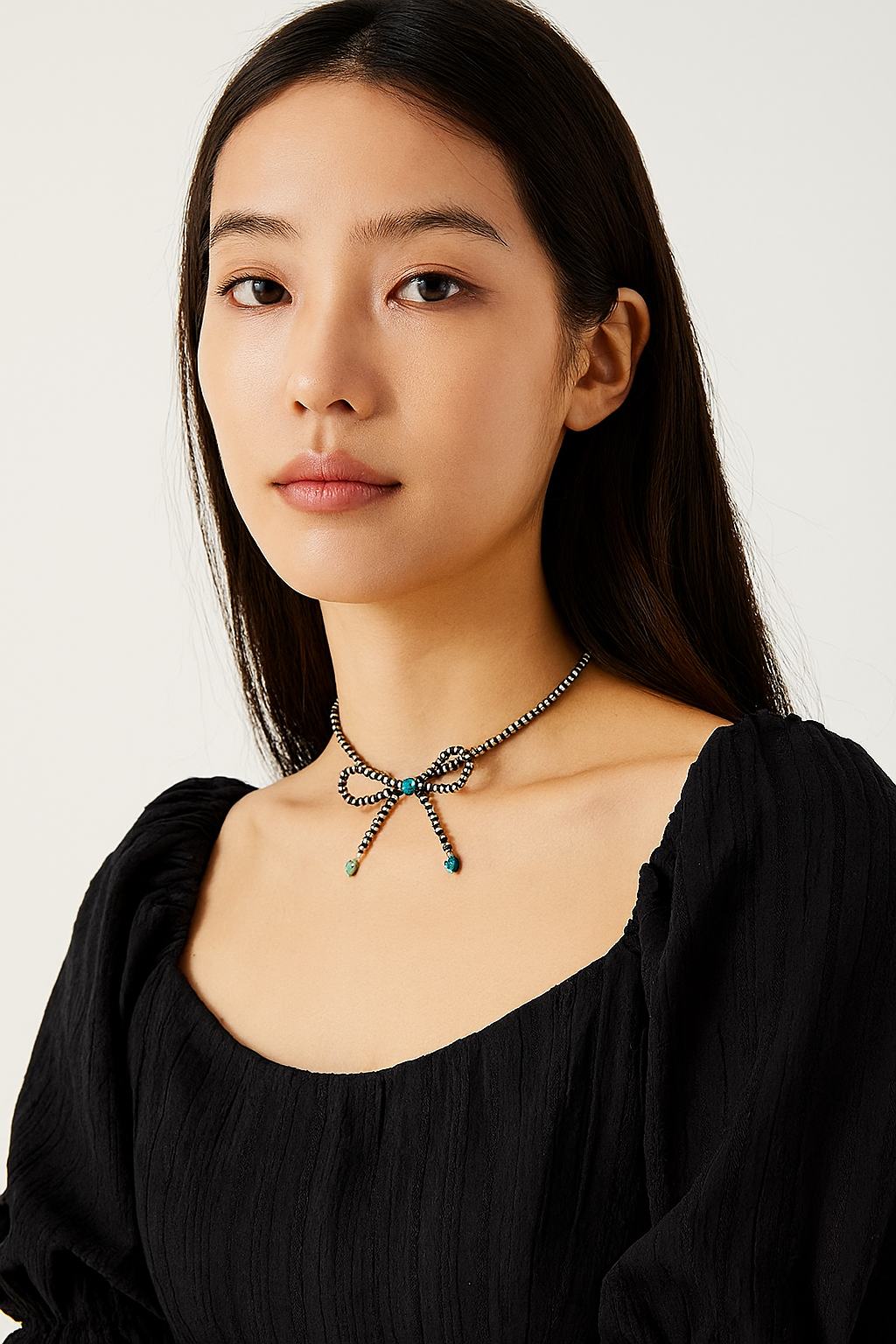 15" to 20" Long, Handmade Navajo Bead & Gemstone Necklace – 4mm Tiny Beads, Heart & Rondelle Stones, Lightweight, Western Style 738339