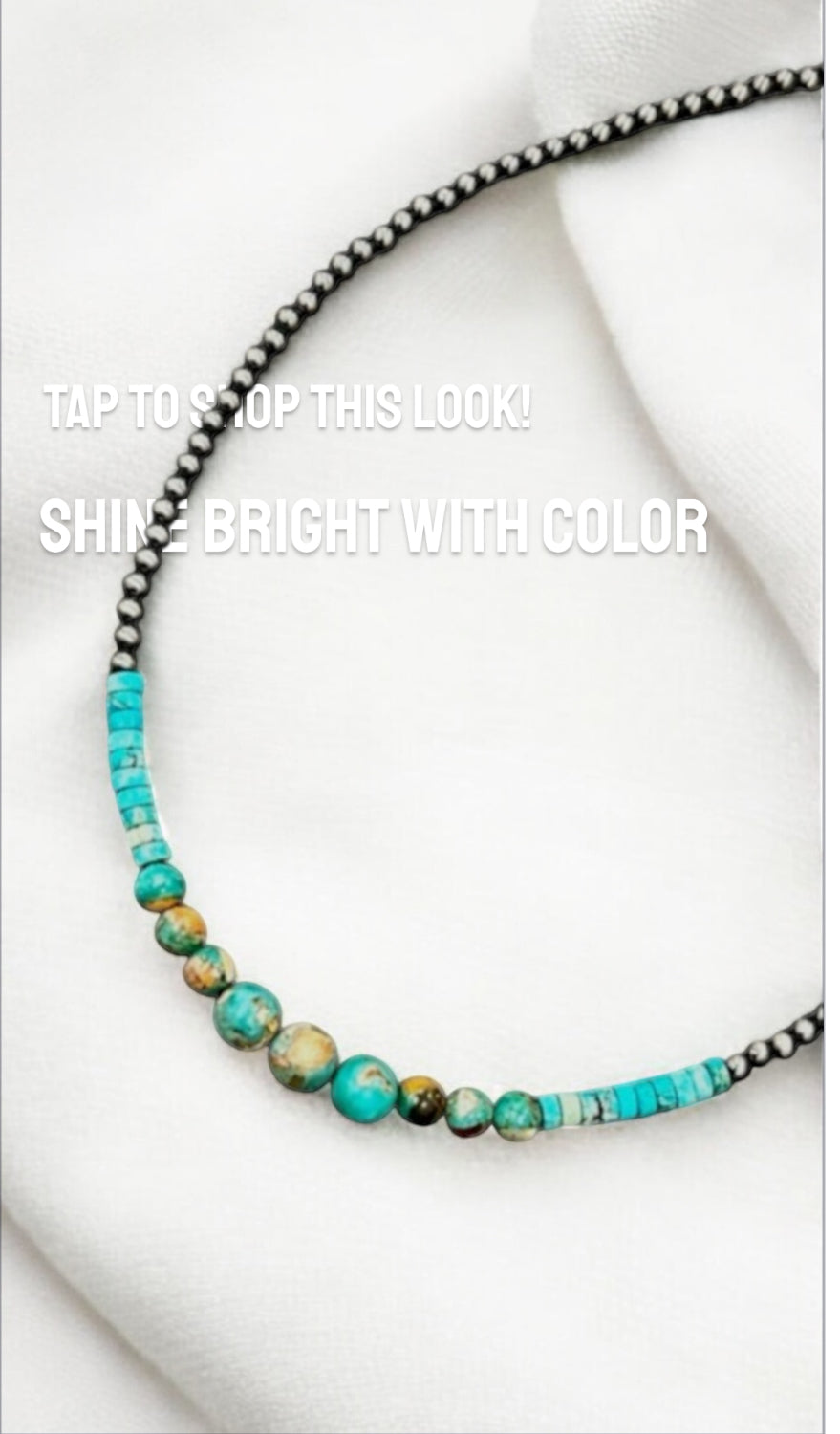 16" to 21" Long, Handmade Clustered Gemstone & 4mm Polish Navajo Bead Necklace 739592
