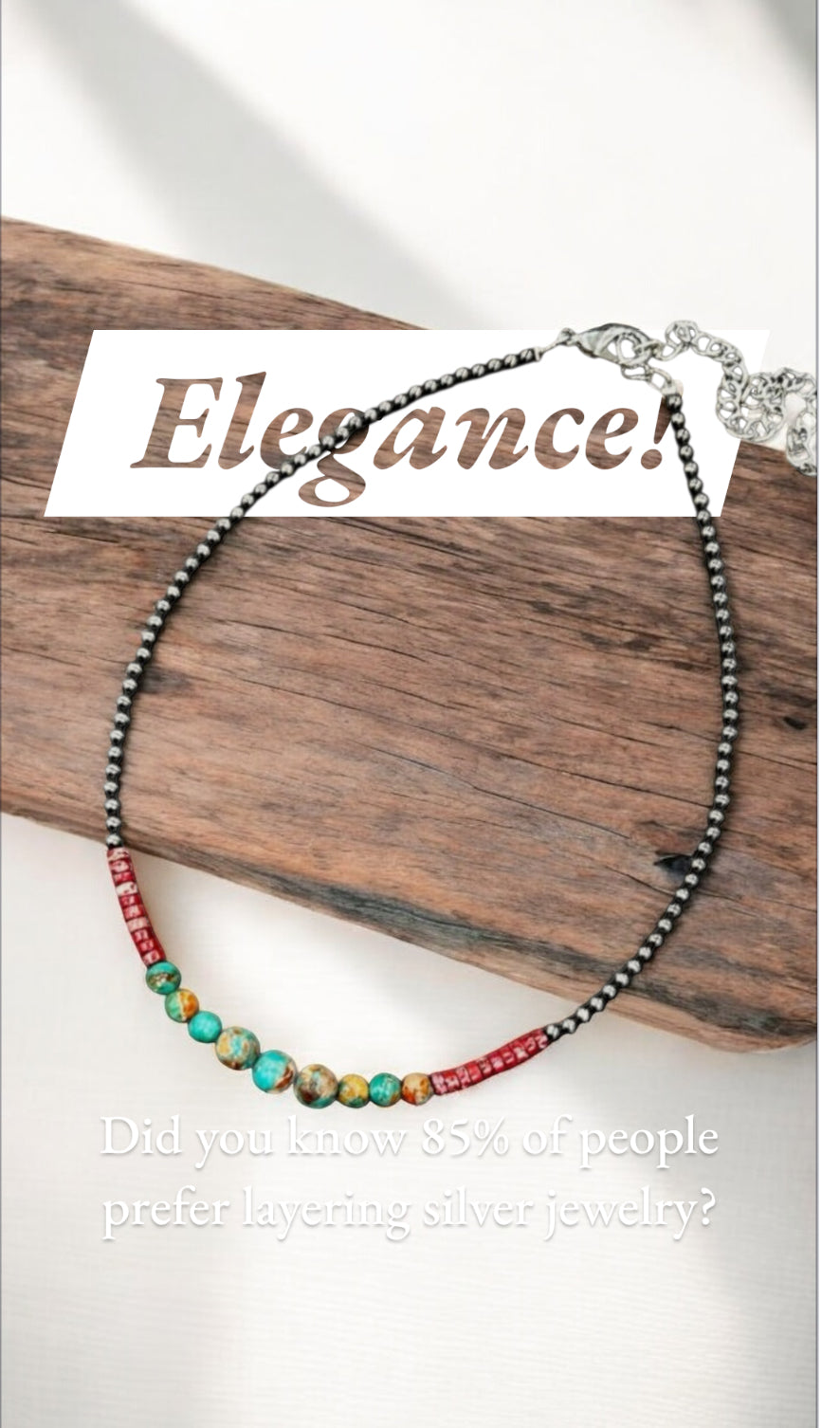 16" to 21" Long, Handmade Clustered Gemstone & 4mm Polish Navajo Bead Necklace 739593