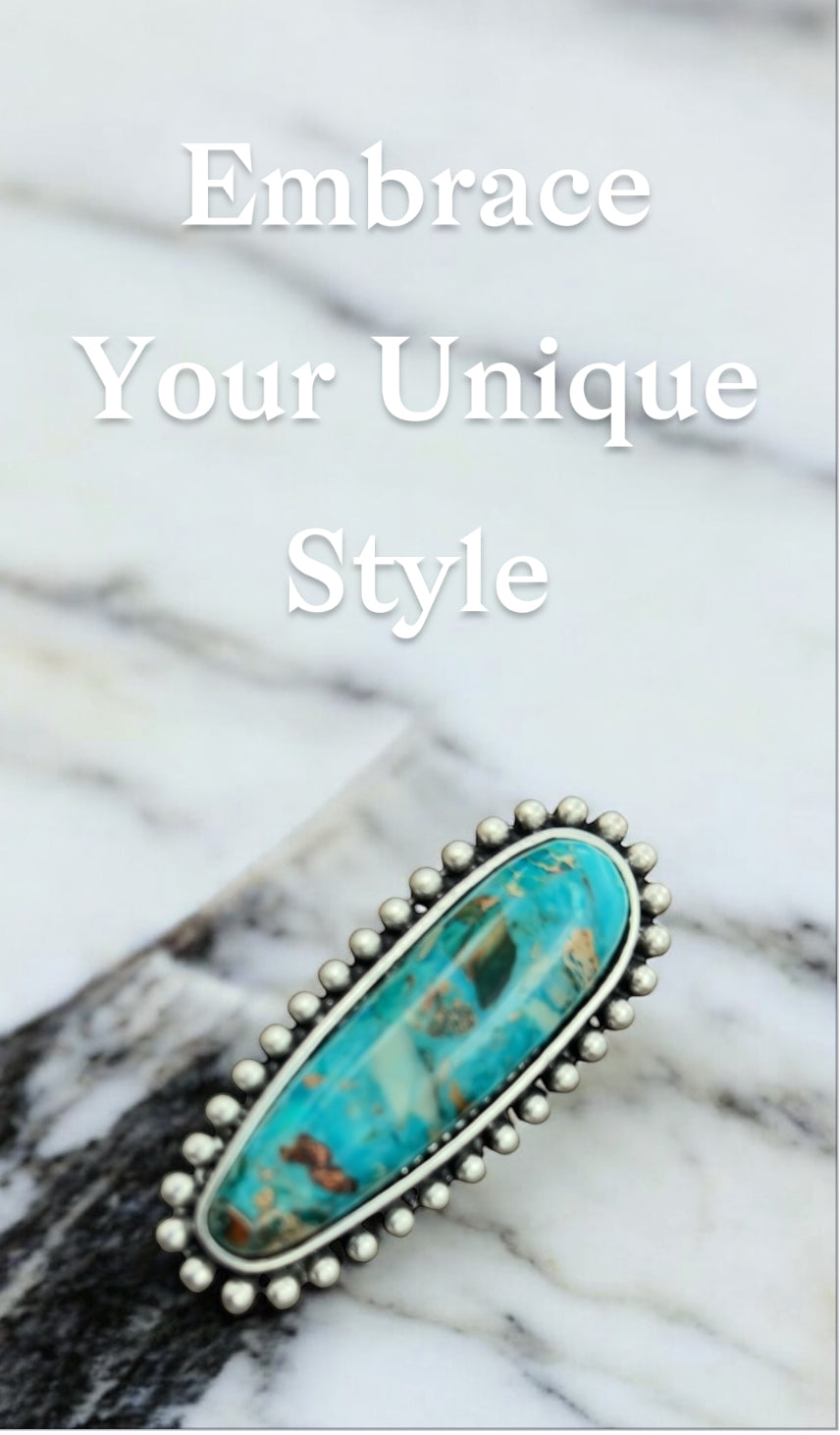 2.6" Long, Very-Big! Gemstone Ring with Brass Dual Adjustable Band 750500