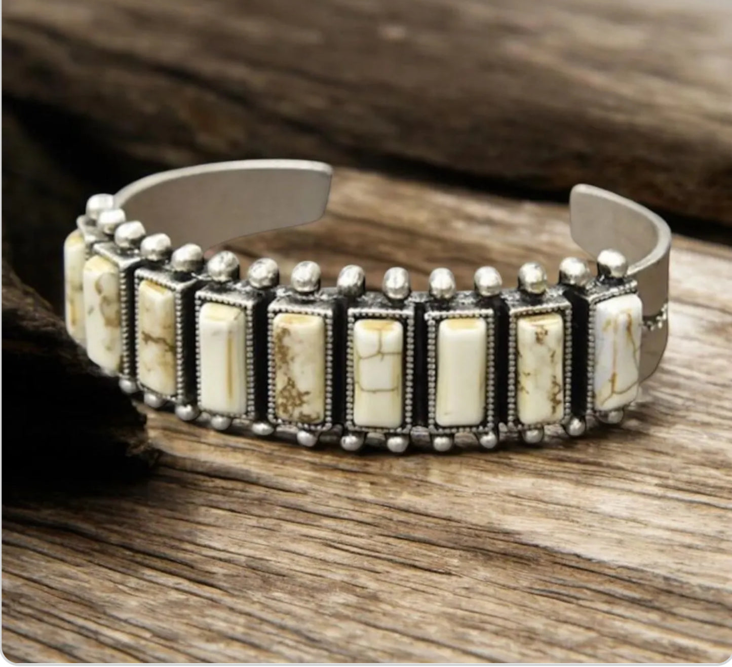 White Turquoise Cuff Bracelet 711076