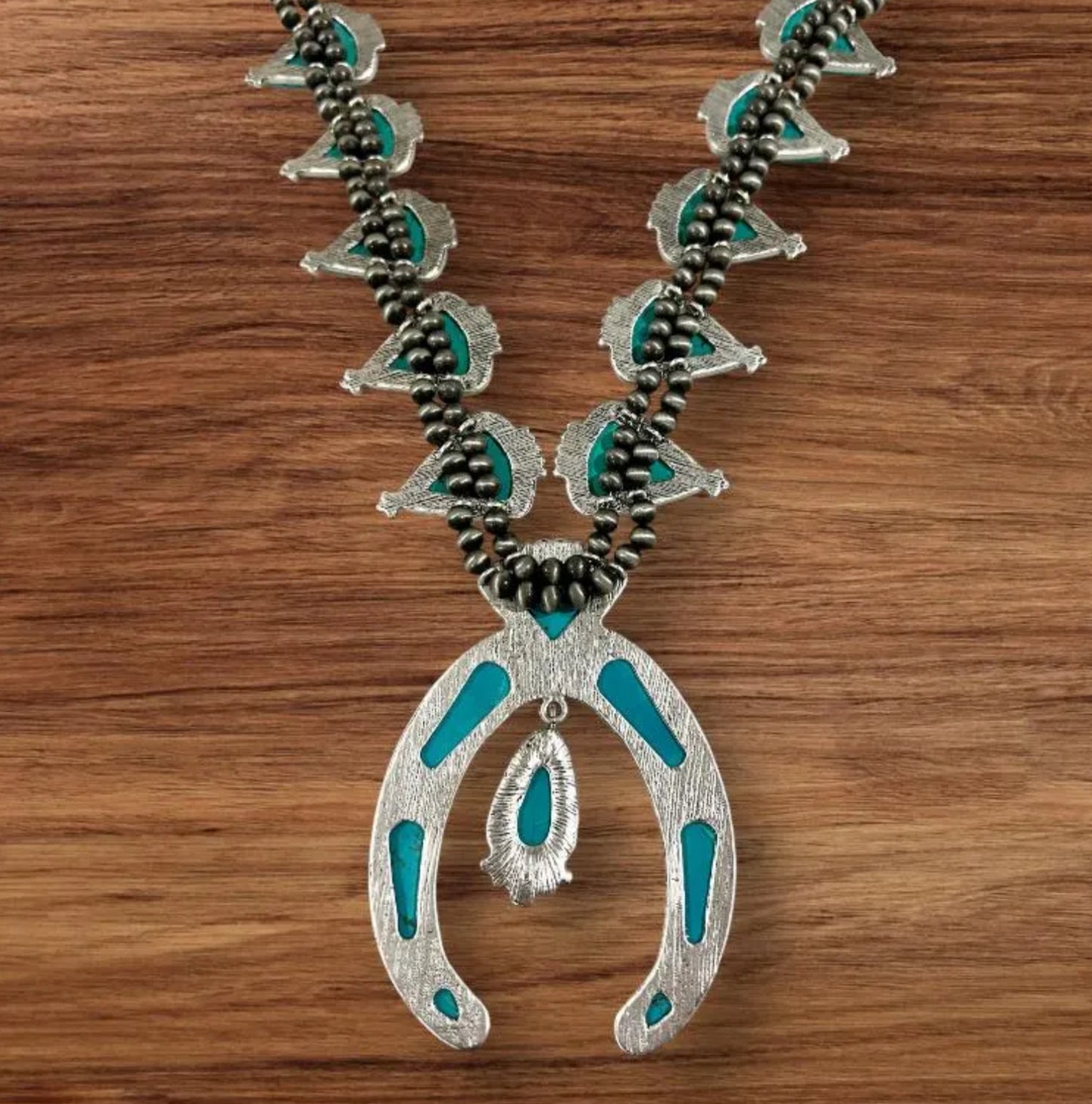 Handmade Squash Blossom Turquoise Necklace 733168