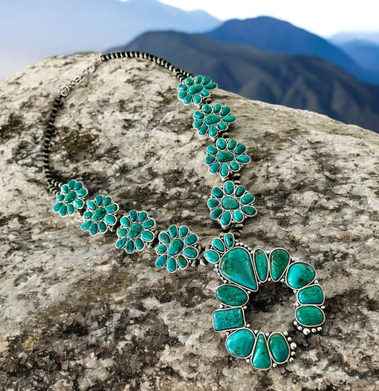 Squash Blossom Turquoise Necklace 736608