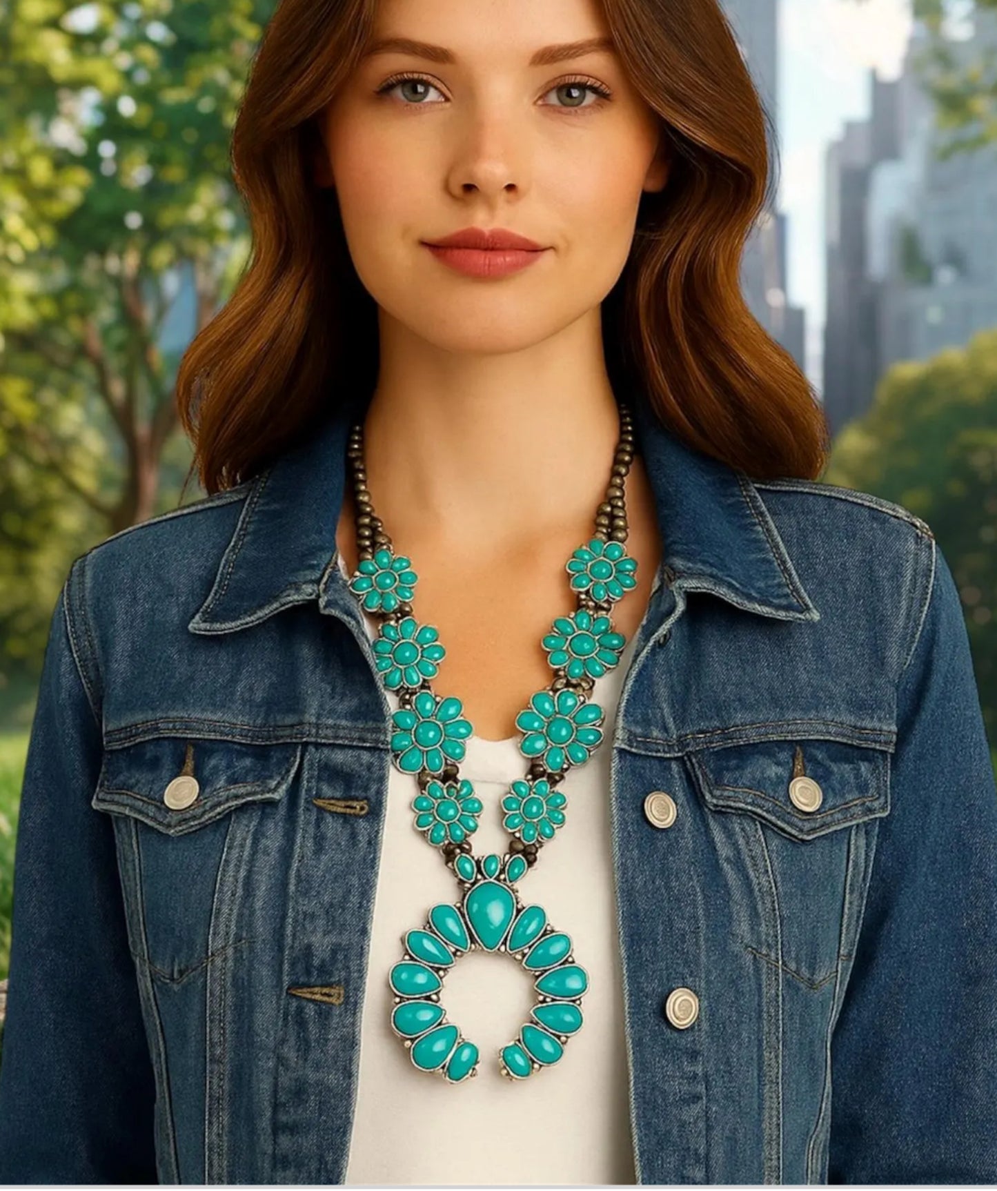 Squash Blossom Turquoise Necklace 736608