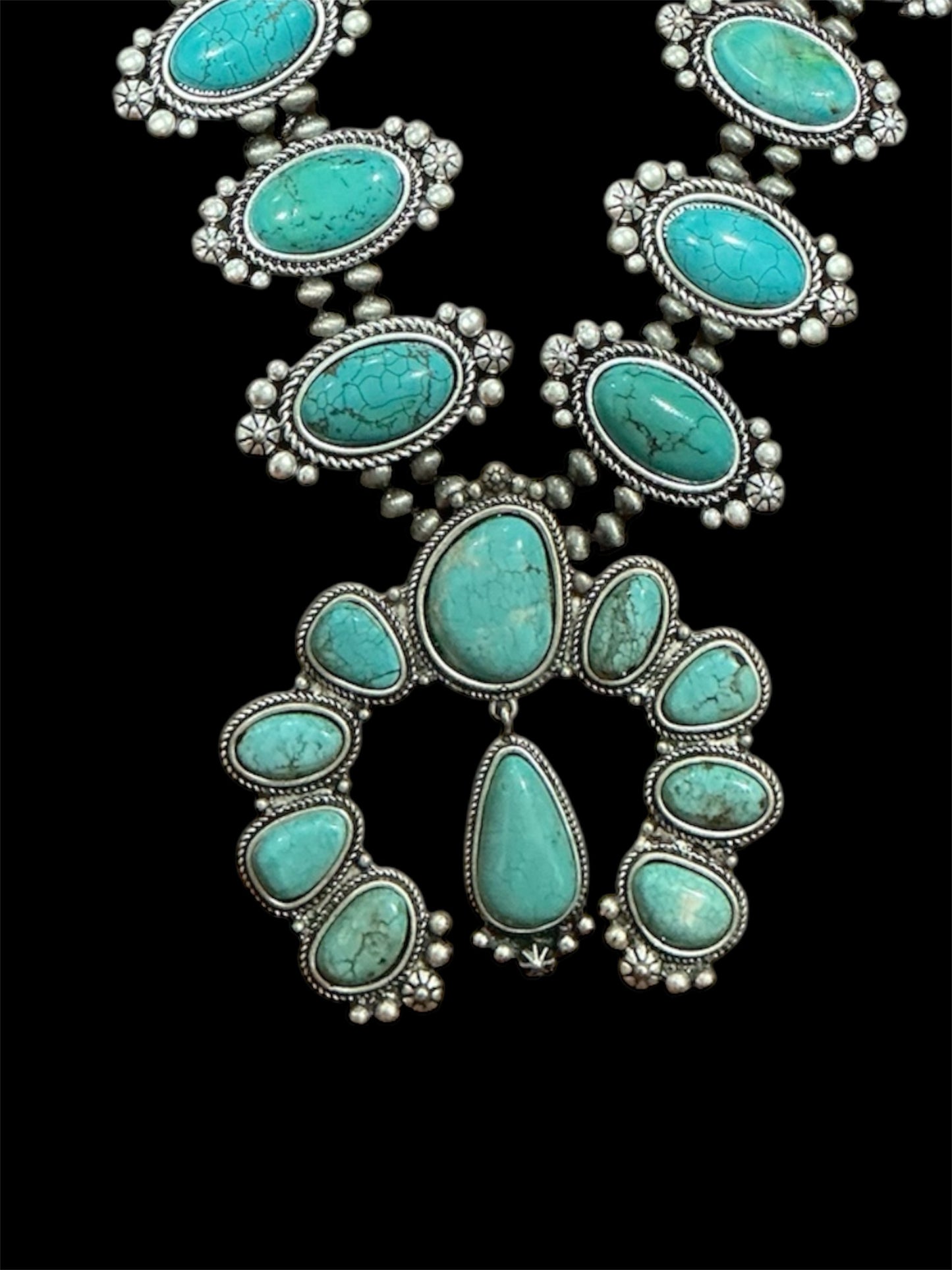30-inch Squash Blossom Turquoise Necklace 731820