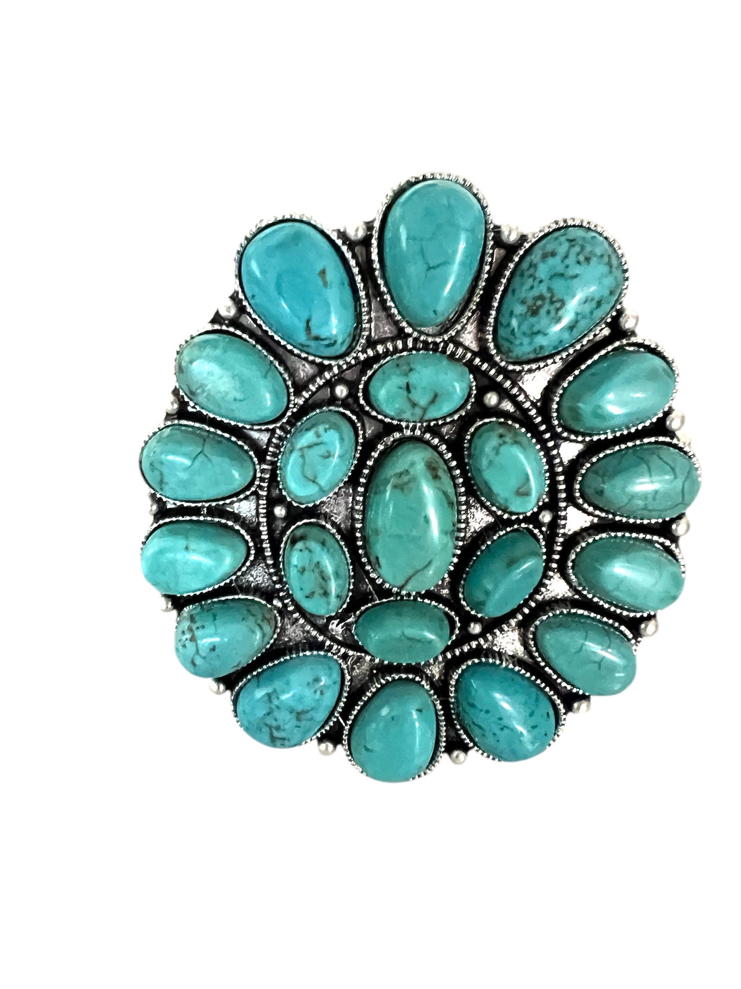 Big! Navajo Turquoise Split Shank Cuff Bracelet, Western Boho Statement Jewelry, Antique Silver Plate Adjustable Cuff 710633