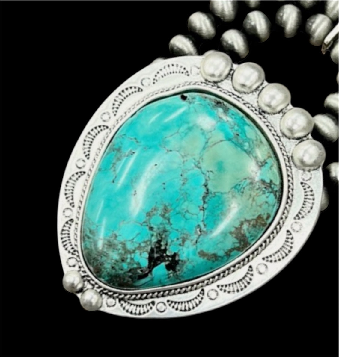 Very Big! Handmade 2-Strand Navajo Turquoise Stretch Bracelet