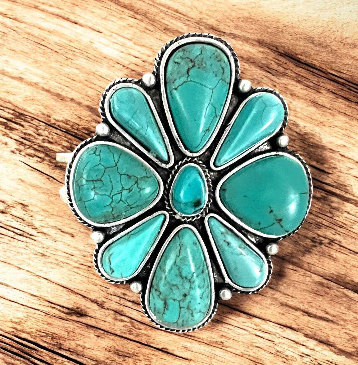 Big! 2.7" Long, Navajo Turquoise Split-Shank Brass Cuff Bracelet 710711