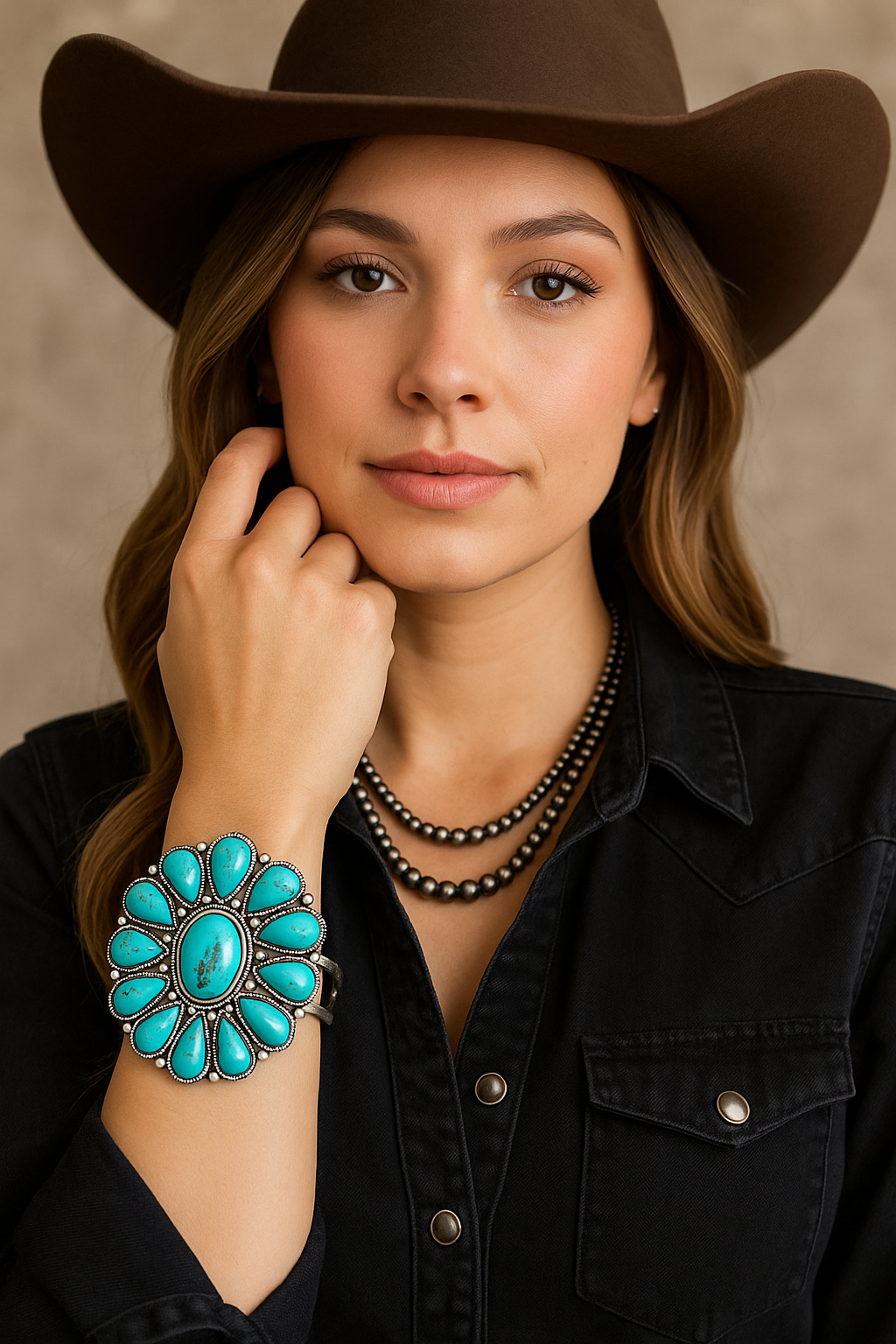 Big! 2.7" Navajo Turquoise Split Shank Cuff Bracelet – Squash Blossom Design(710721)