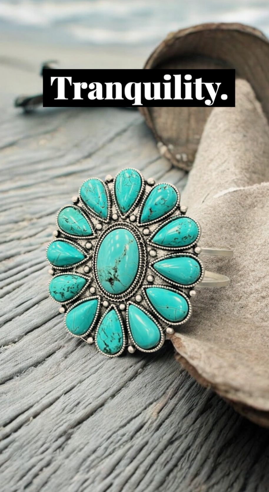 Big! 2.7" Navajo Turquoise Split Shank Cuff Bracelet – Squash Blossom Design(710721)