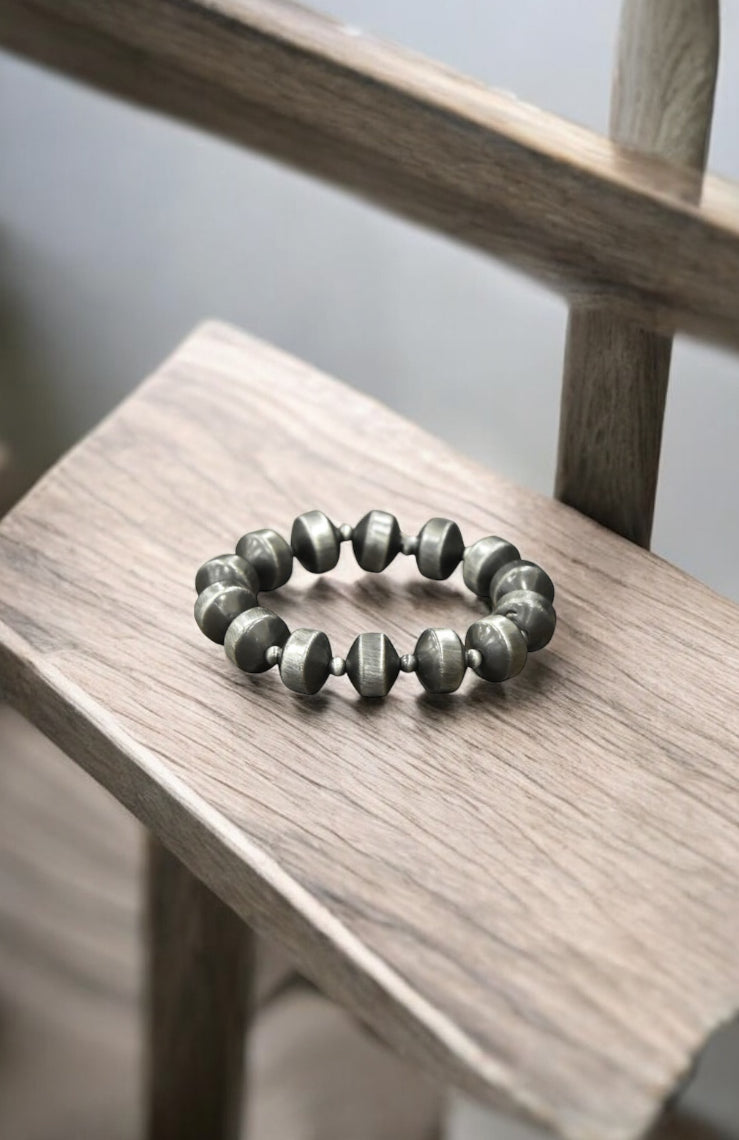 Handmade Big! Rondelle Navajo Bead Stretch 711014