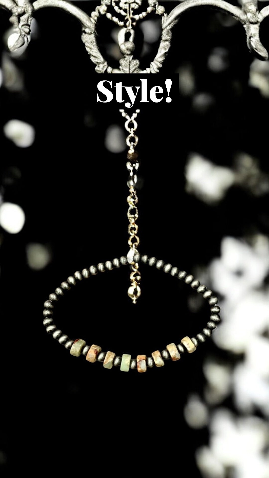 Handmade Natural Gemstone, Navajo Pearl Stretch Bracelet 711159