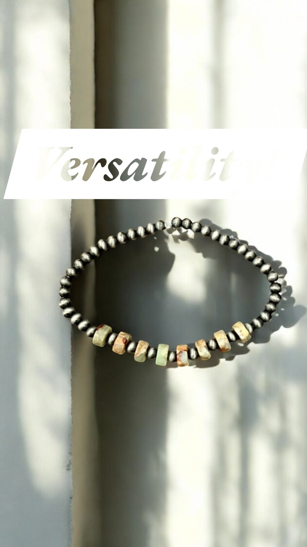 Handmade Natural Gemstone, Navajo Pearl Stretch Bracelet 711159