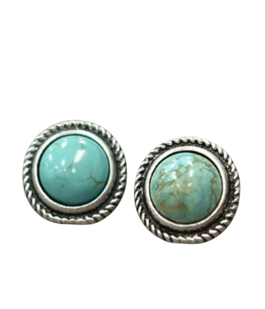 10mm Round Turquoise Stud Earrings(720598)
