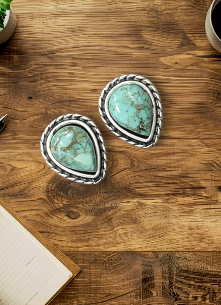 Drop Turquoise Stud Earrings (720957)