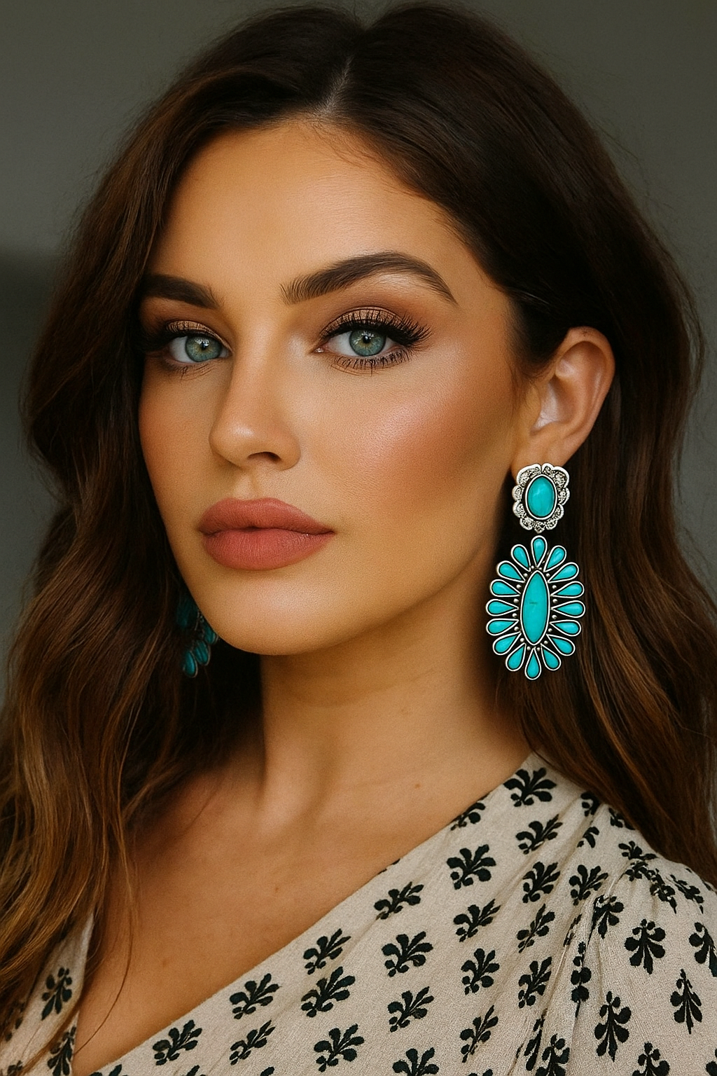 navajo turquoise earrings(724330)