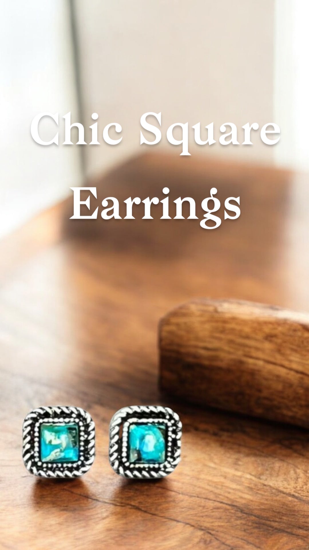 Small 0.45" Long 6mm Square Gemstone Stud Earrings, Handmade Antique Silver Plate, Western Boho Minimal Turquoise Style, Nickel Free(724875)