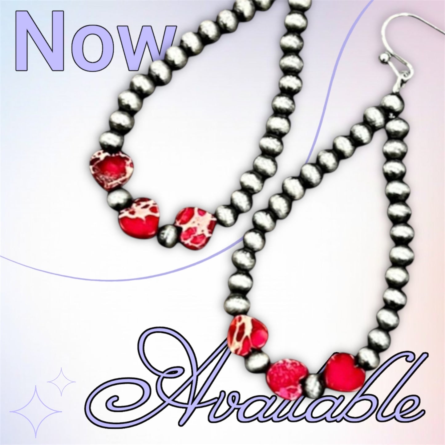 2" Long, Handmade 6mm Heart Gemstone & Navajo Bead Earrings – Lightweight, Western Jewelry, Hypoallergenic 726194