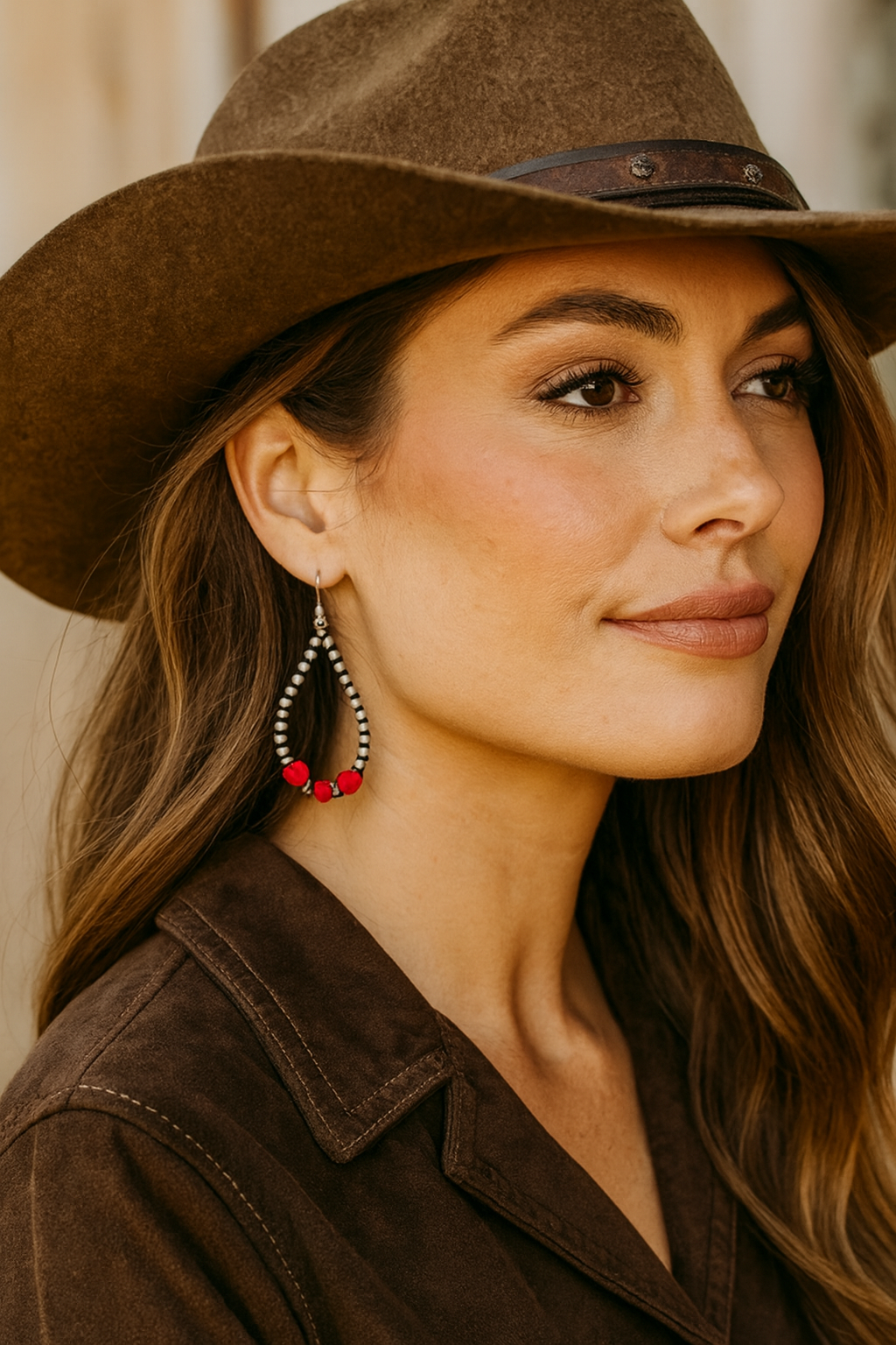 2" Long, Handmade 6mm Heart Gemstone & Navajo Bead Earrings – Lightweight, Western Jewelry, Hypoallergenic 726194