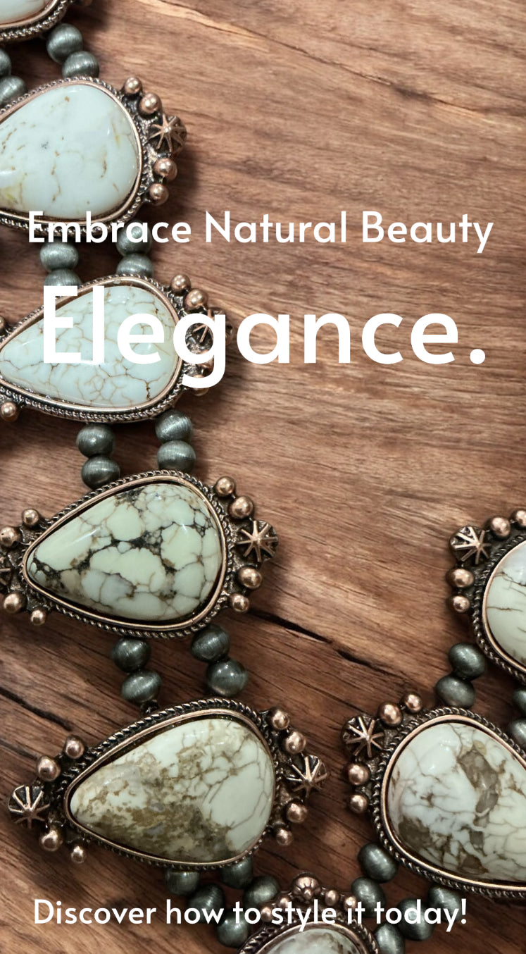 Handmade Squash blossoms cooper white turquoise Necklace