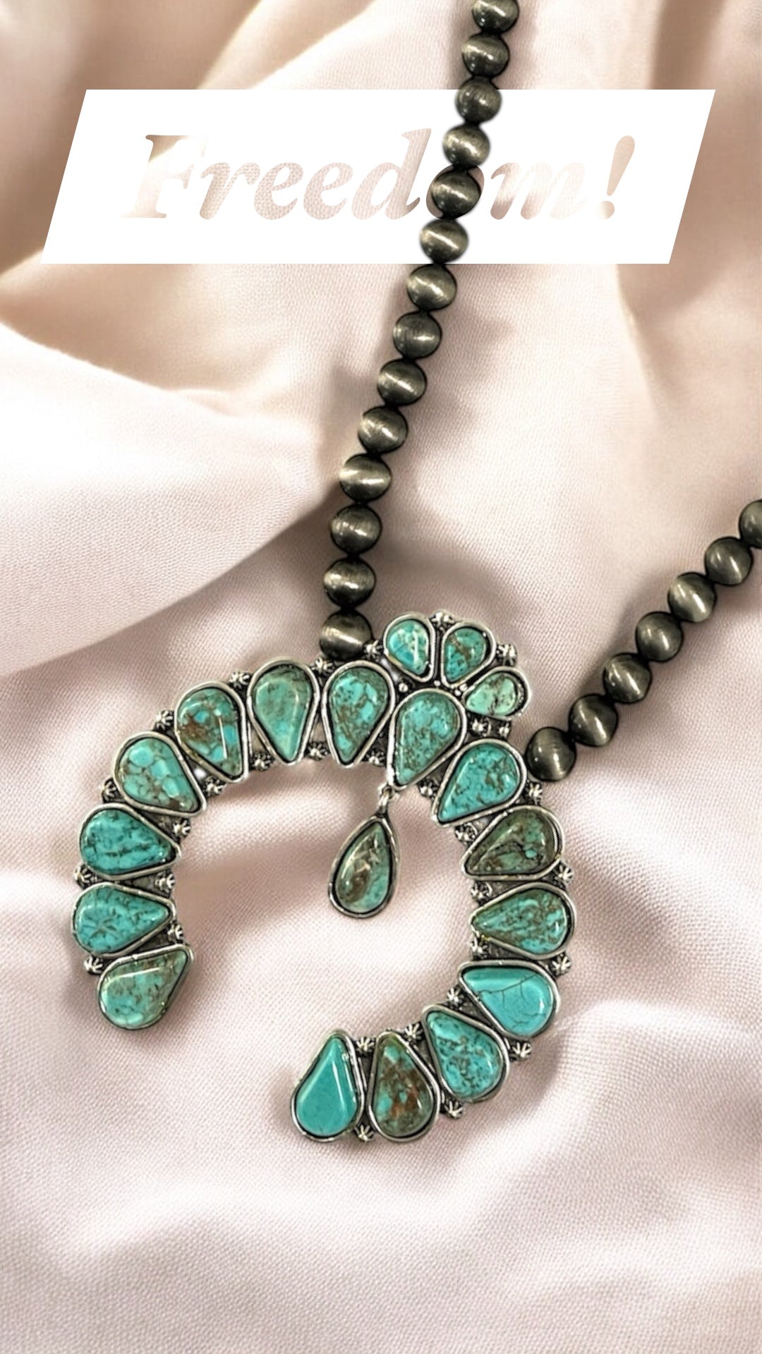 30" to 35" Long Handmade Squash Naja Turquoise Necklace 732086