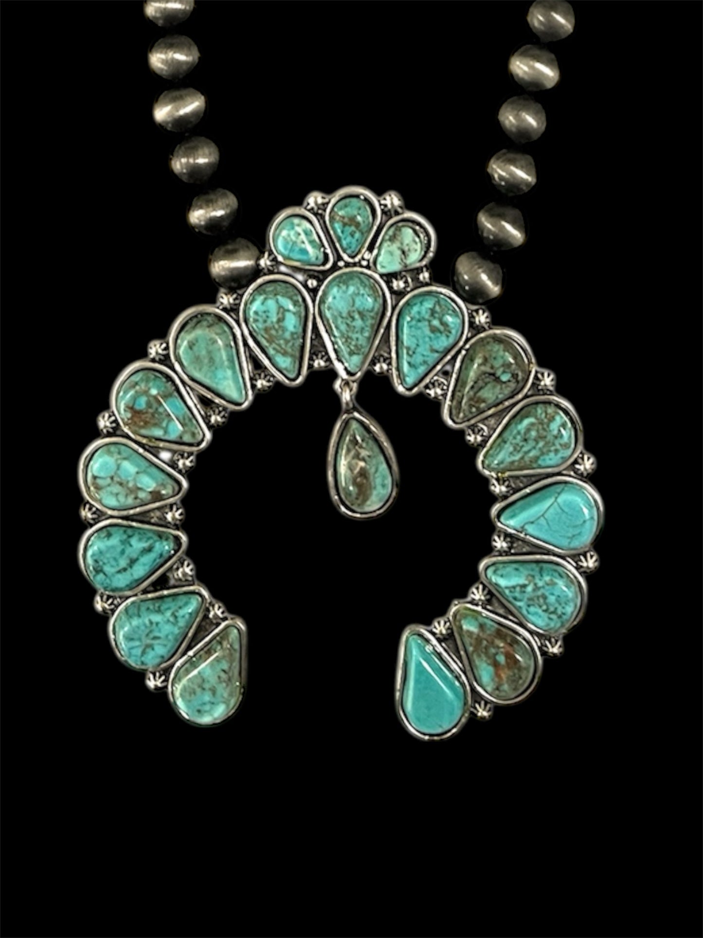 30" to 35" Long Handmade Squash Naja Turquoise Necklace 732086