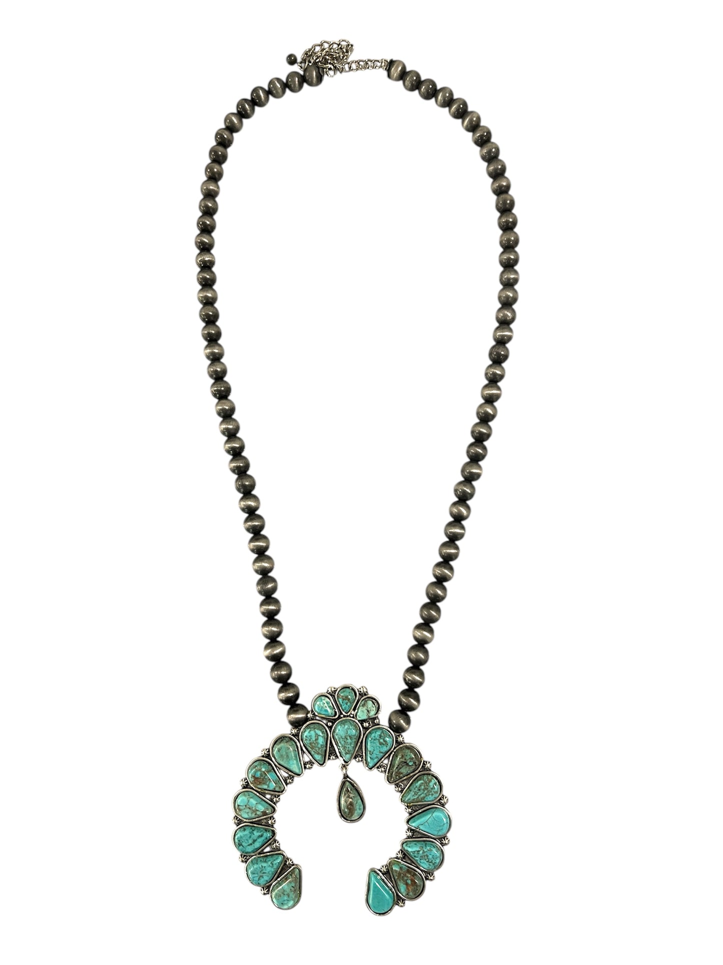 30" to 35" Long Handmade Squash Naja Turquoise Necklace 732086