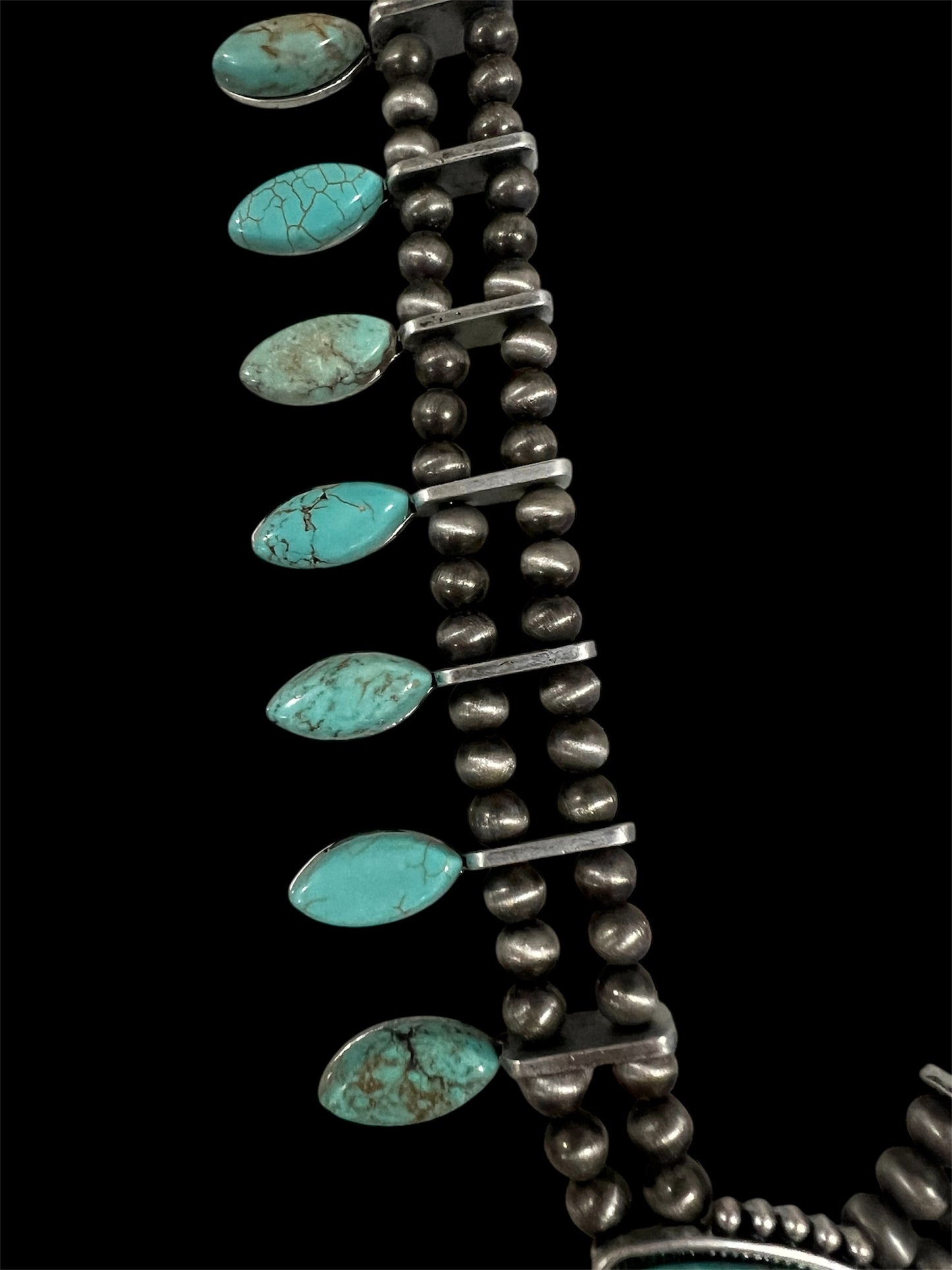 26" to 31" Long Full Squash Blossom Turquoise Necklace 732248