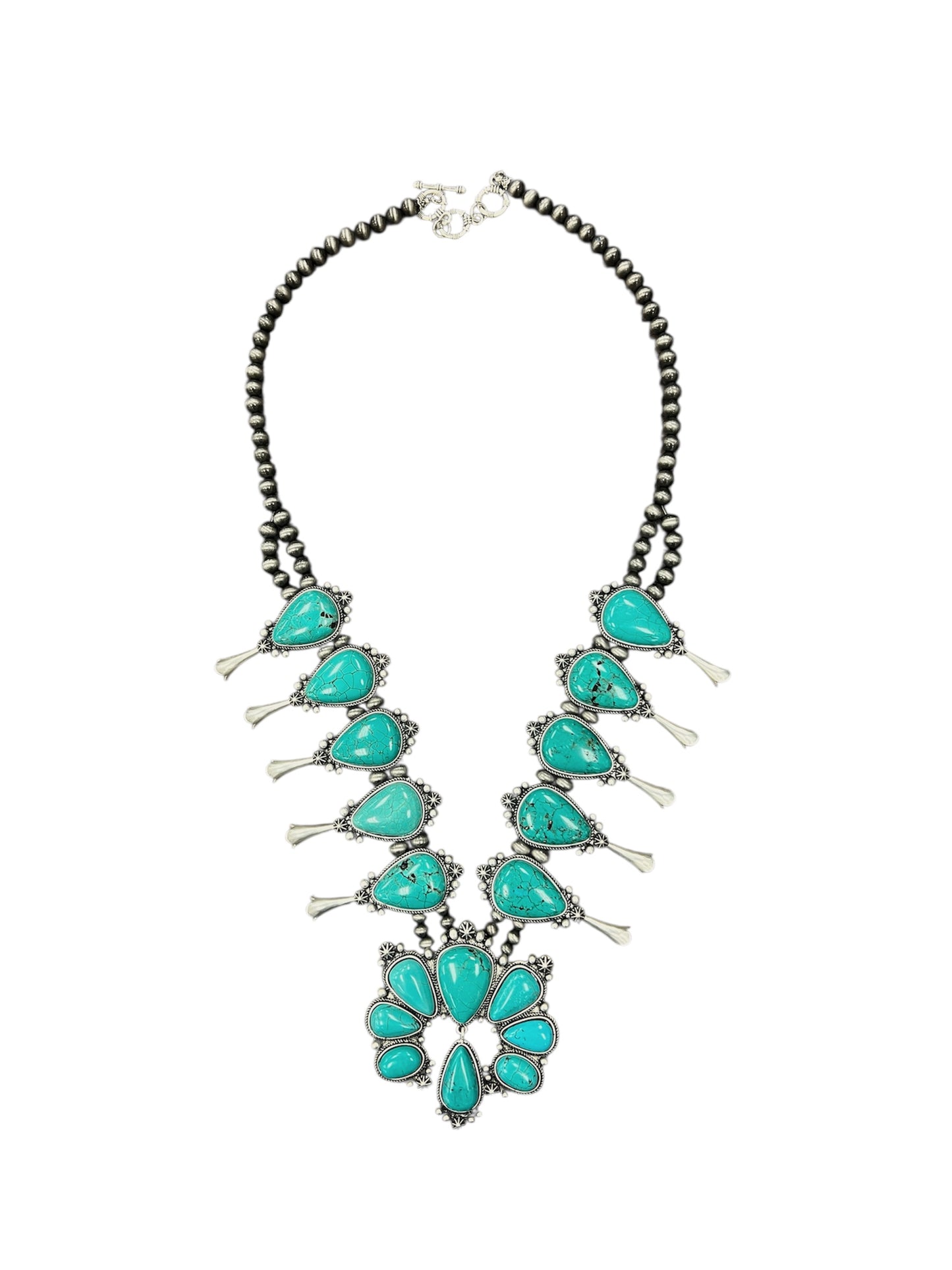 Handmade Squash Blossom Turquoise Necklace 732540