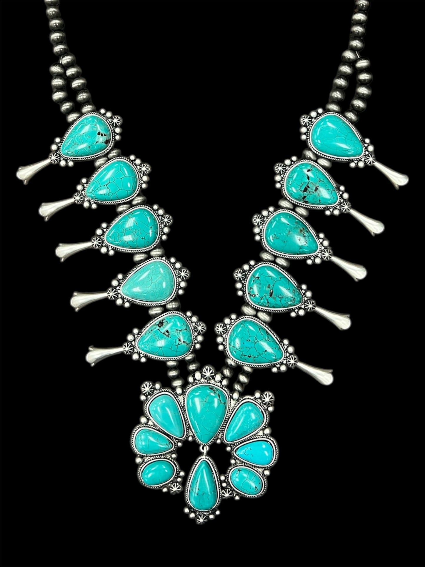Handmade Squash Blossom Turquoise Necklace 732540
