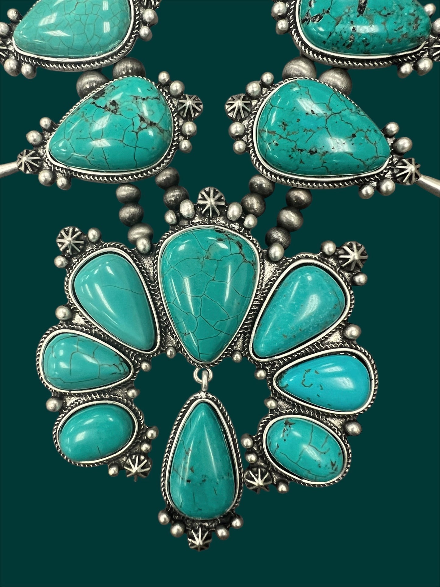 Handmade Squash Blossom Turquoise Necklace 732540