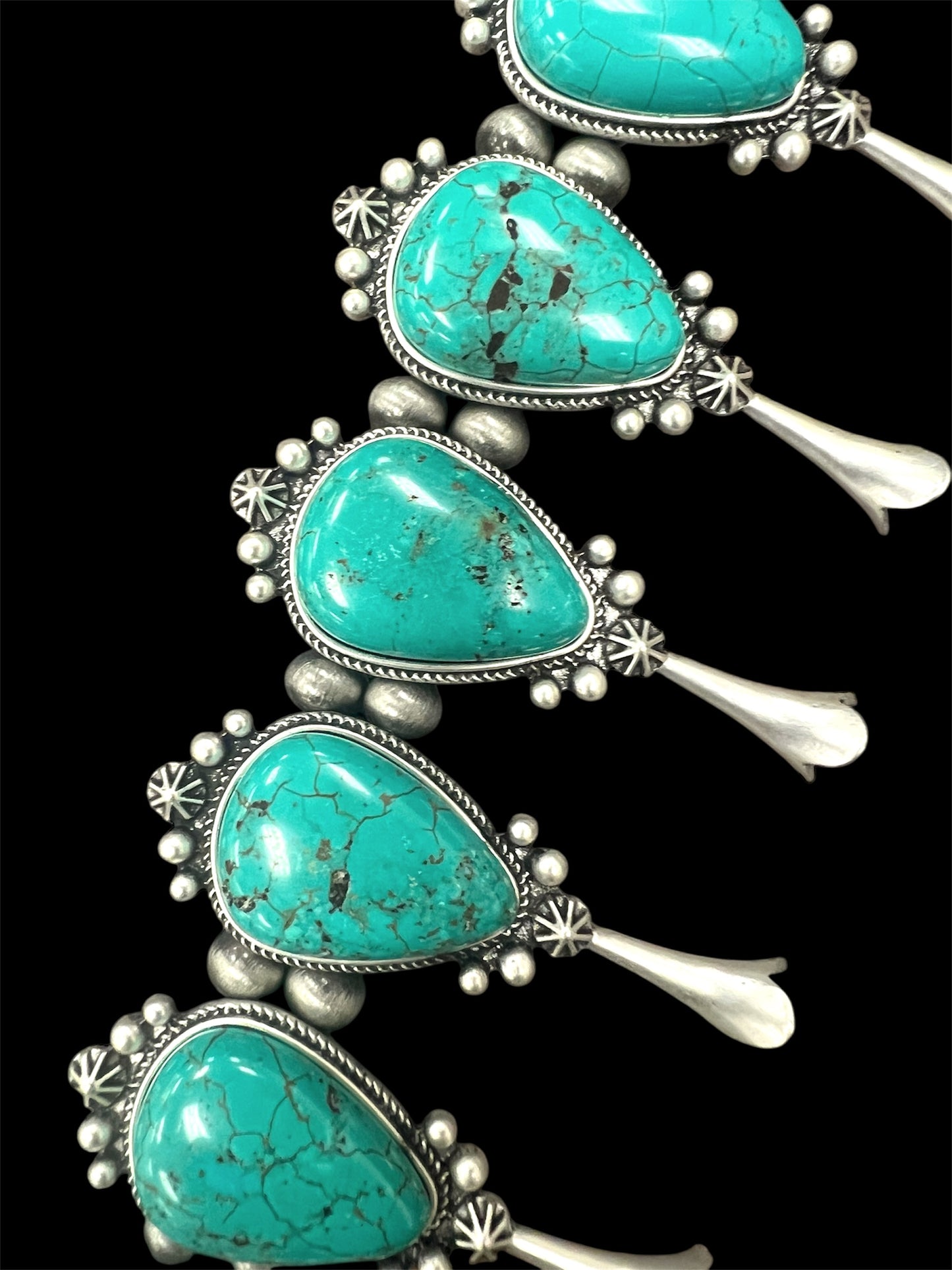 Handmade Squash Blossom Turquoise Necklace 732540