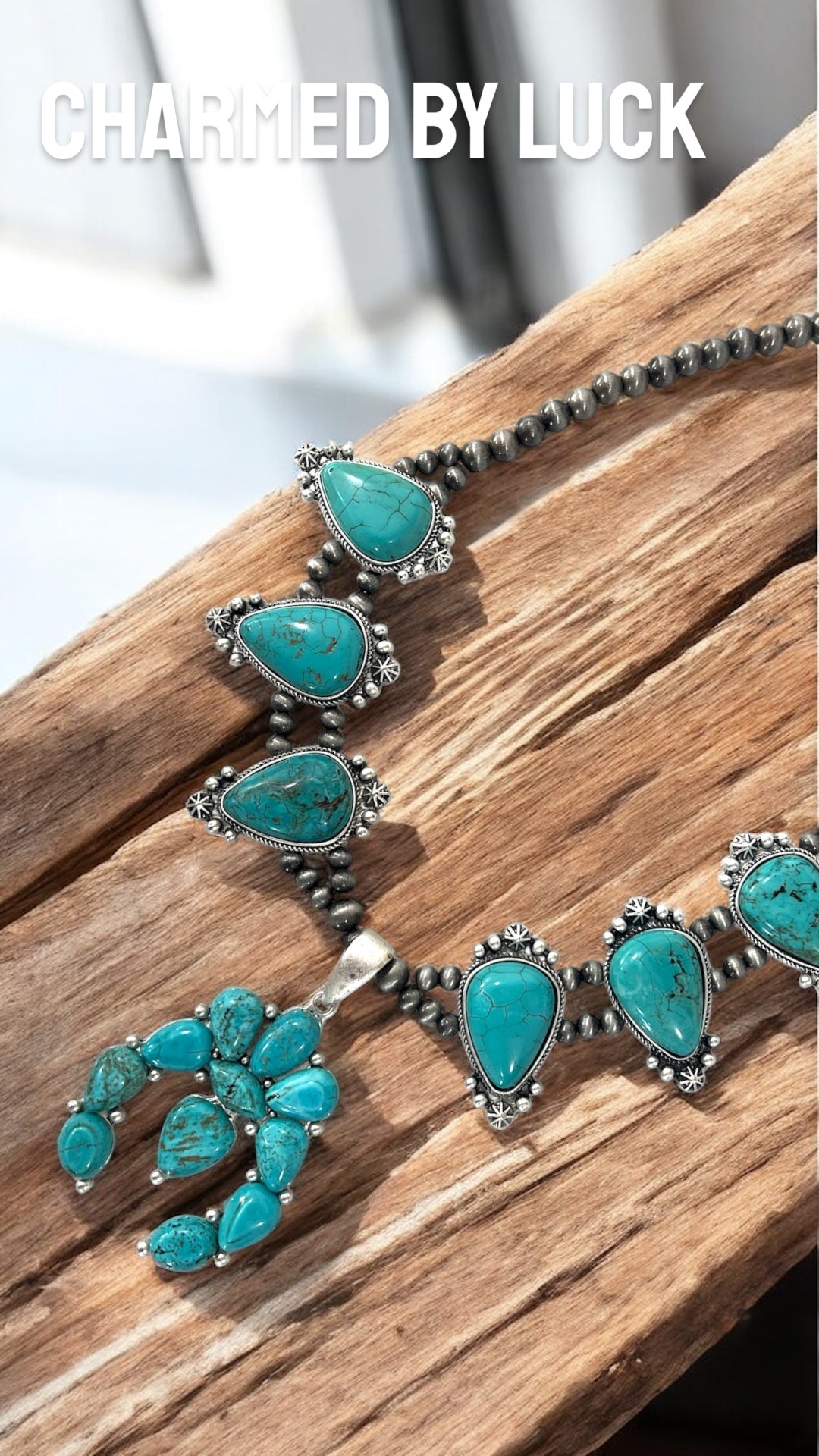 Squash Blossom Turquoise Necklace Western Navajo Style Statement Jewelry 733509-1