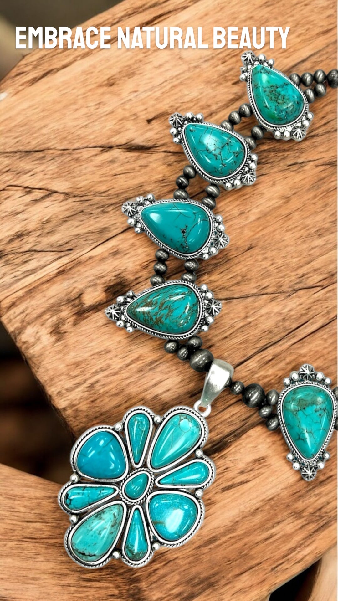 Handmade Squash Blossom Turquoise Necklace 733509