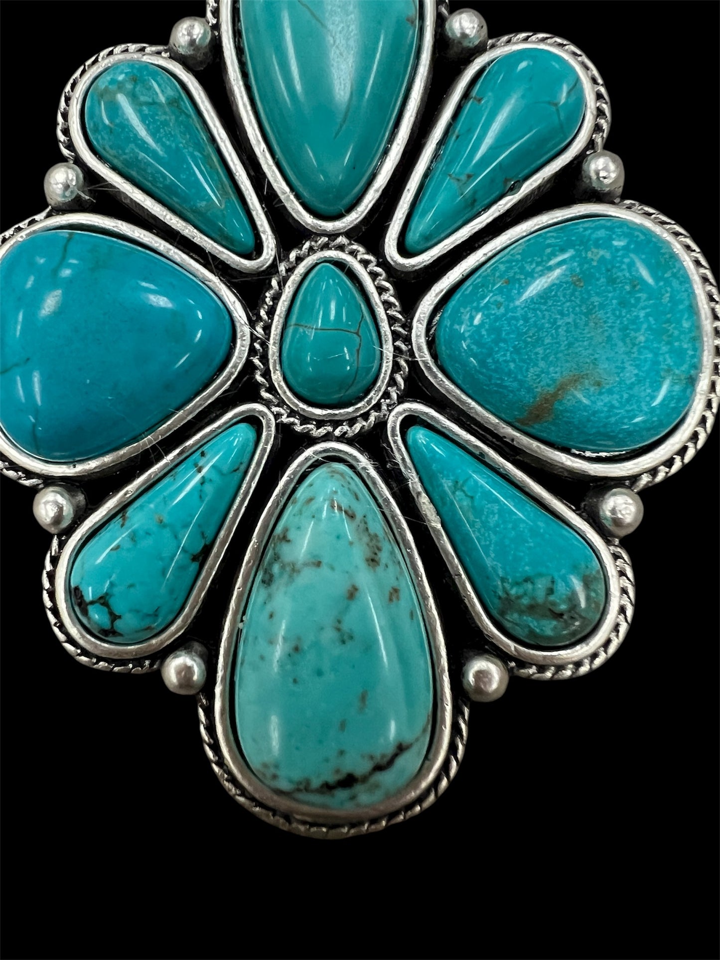 Handmade Squash Blossom Turquoise Necklace 733509