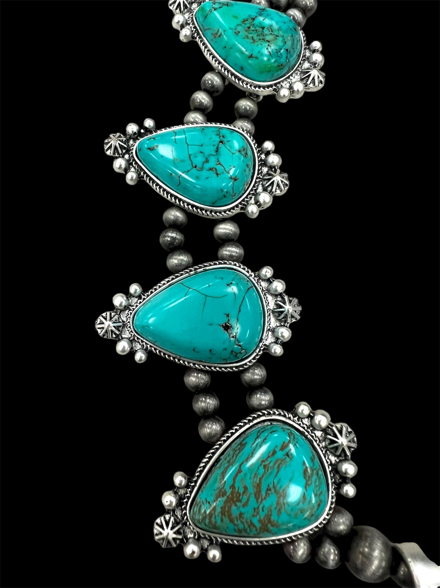 Handmade Squash Blossom Turquoise Necklace 733509