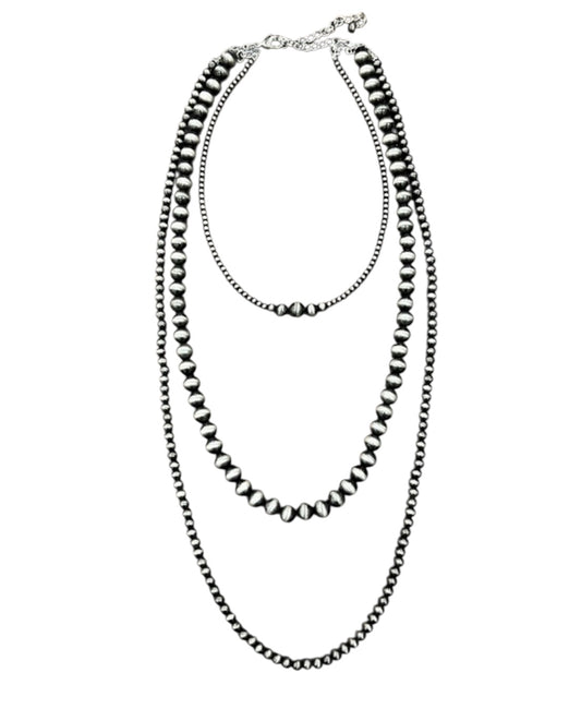 30" to 35" Extra-Long, Handmade 3-Strand Navajo Bead Necklace 735531