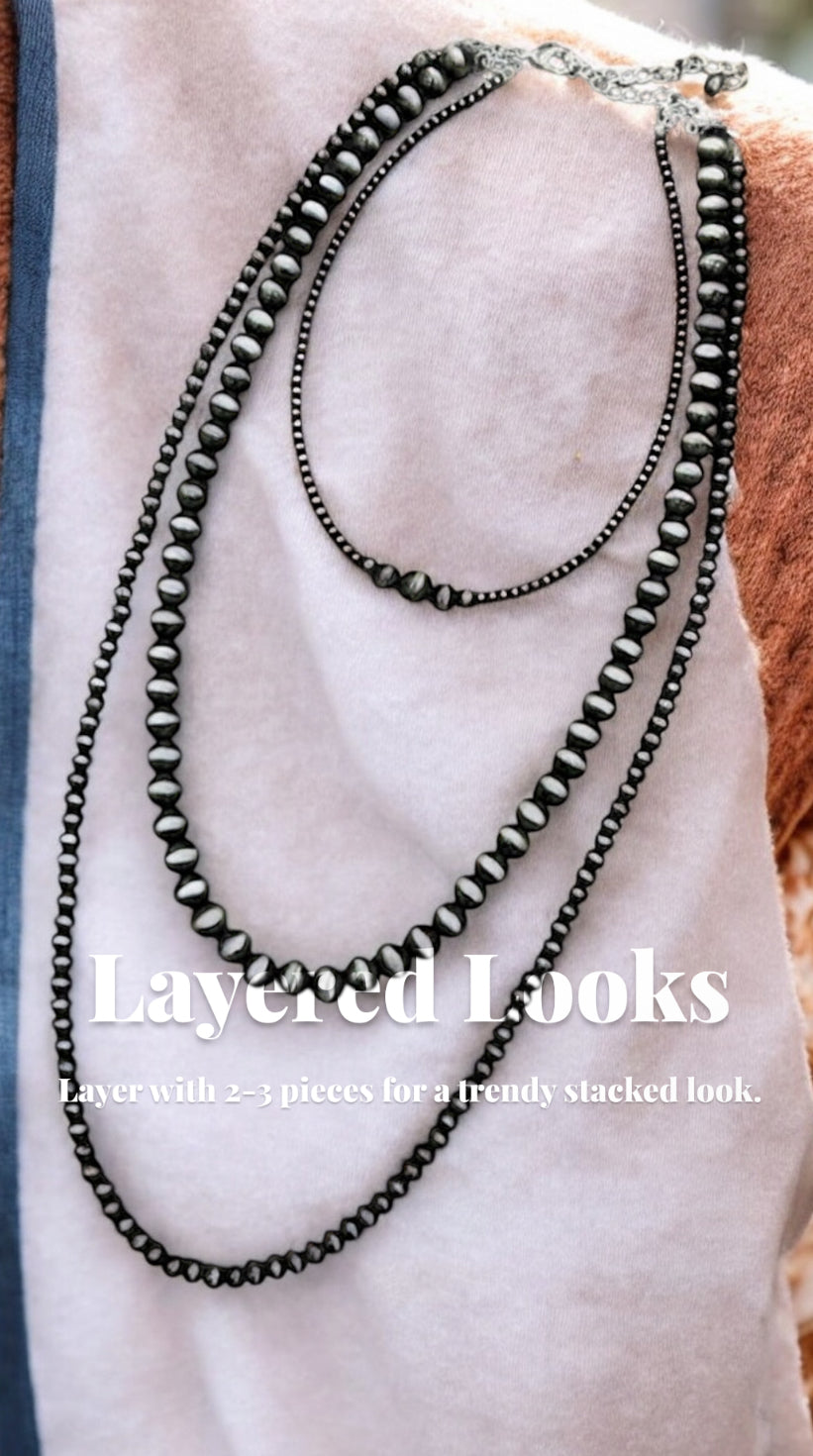 30" to 35" Extra-Long, Handmade 3-Strand Navajo Bead Necklace 735531