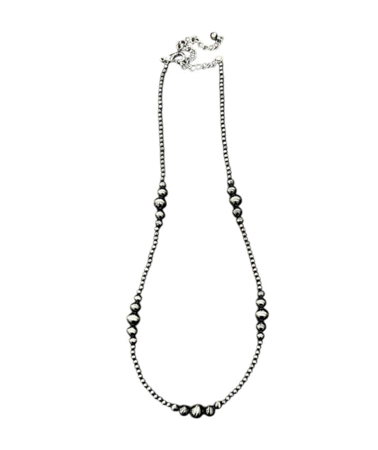 22" to 27" Long, Handmade Clustered Polish Navajo Bead Necklace – 4mm to 10mm Beads, Lightweight, Western Jewelry 738101