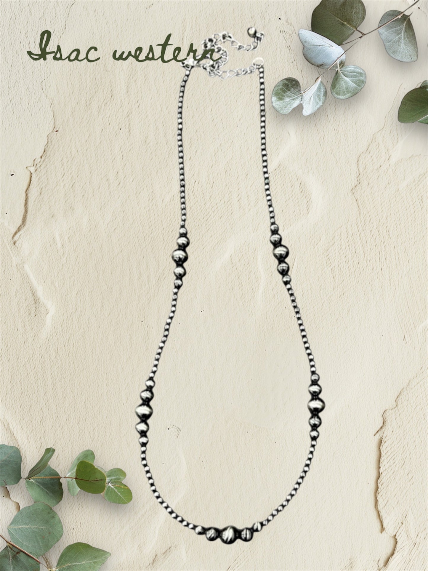 22" to 27" Long, Handmade Clustered Polish Navajo Bead Necklace – 4mm to 10mm Beads, Lightweight, Western Jewelry 738101