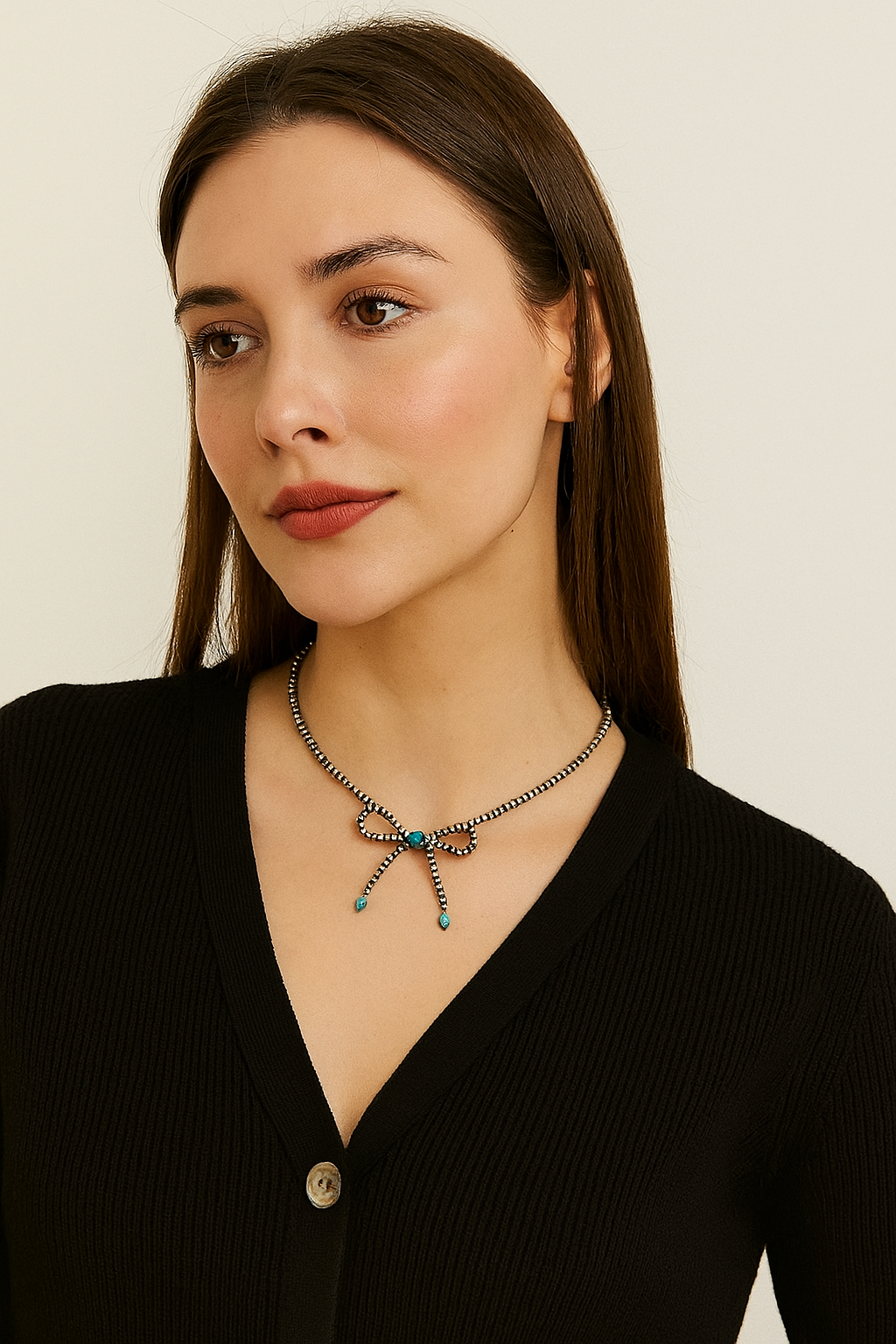 15" to 20" Long, Handmade Navajo Bead & Gemstone Necklace – 4mm Tiny Beads, Heart & Rondelle Stones, Lightweight, Western Style 738339